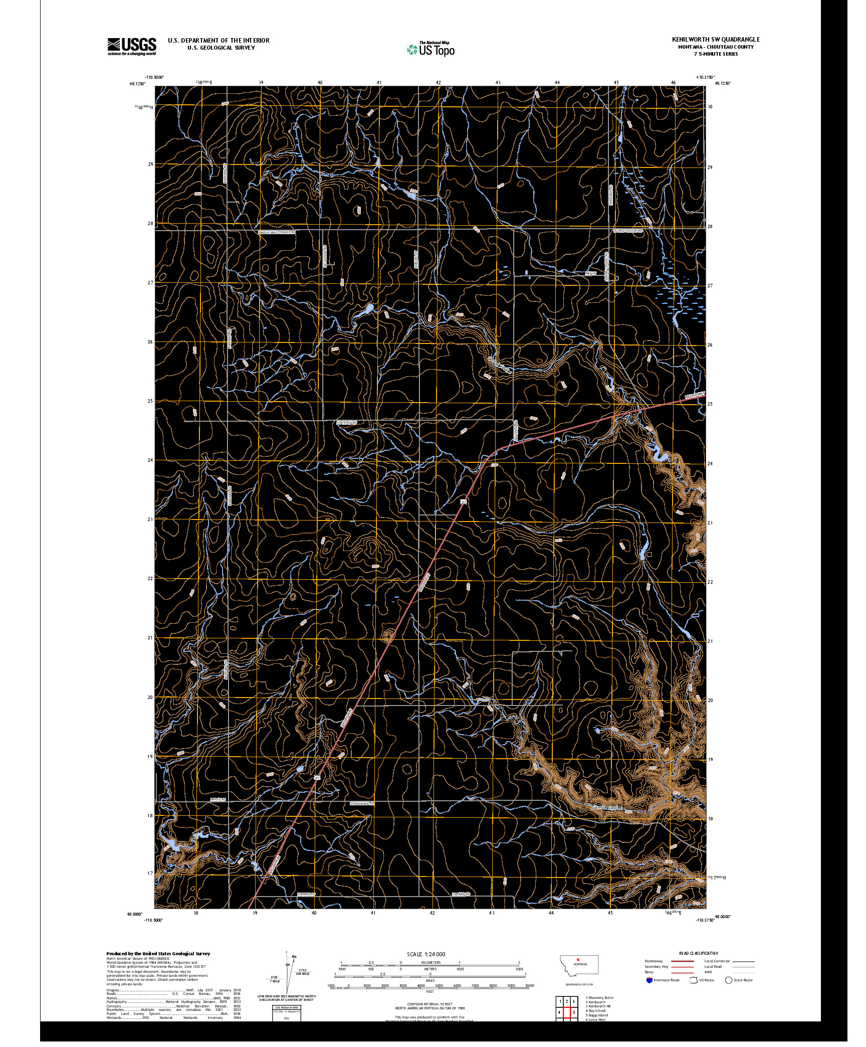 US TOPO 7.5-MINUTE MAP FOR KENILWORTH SW, MT