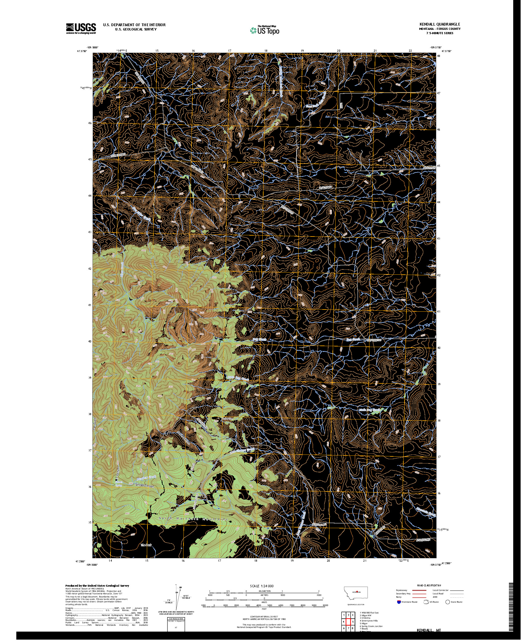 US TOPO 7.5-MINUTE MAP FOR KENDALL, MT