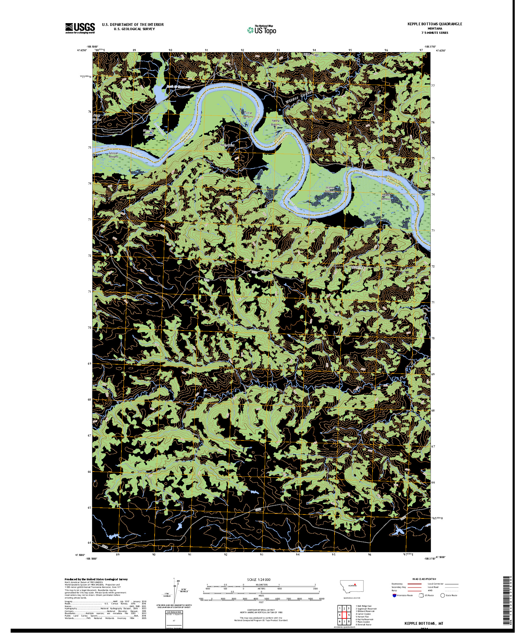 US TOPO 7.5-MINUTE MAP FOR KEPPLE BOTTOMS, MT