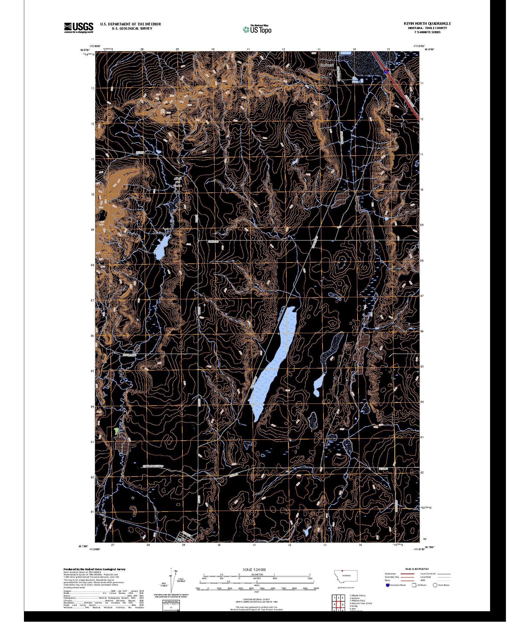 US TOPO 7.5-MINUTE MAP FOR KEVIN NORTH, MT