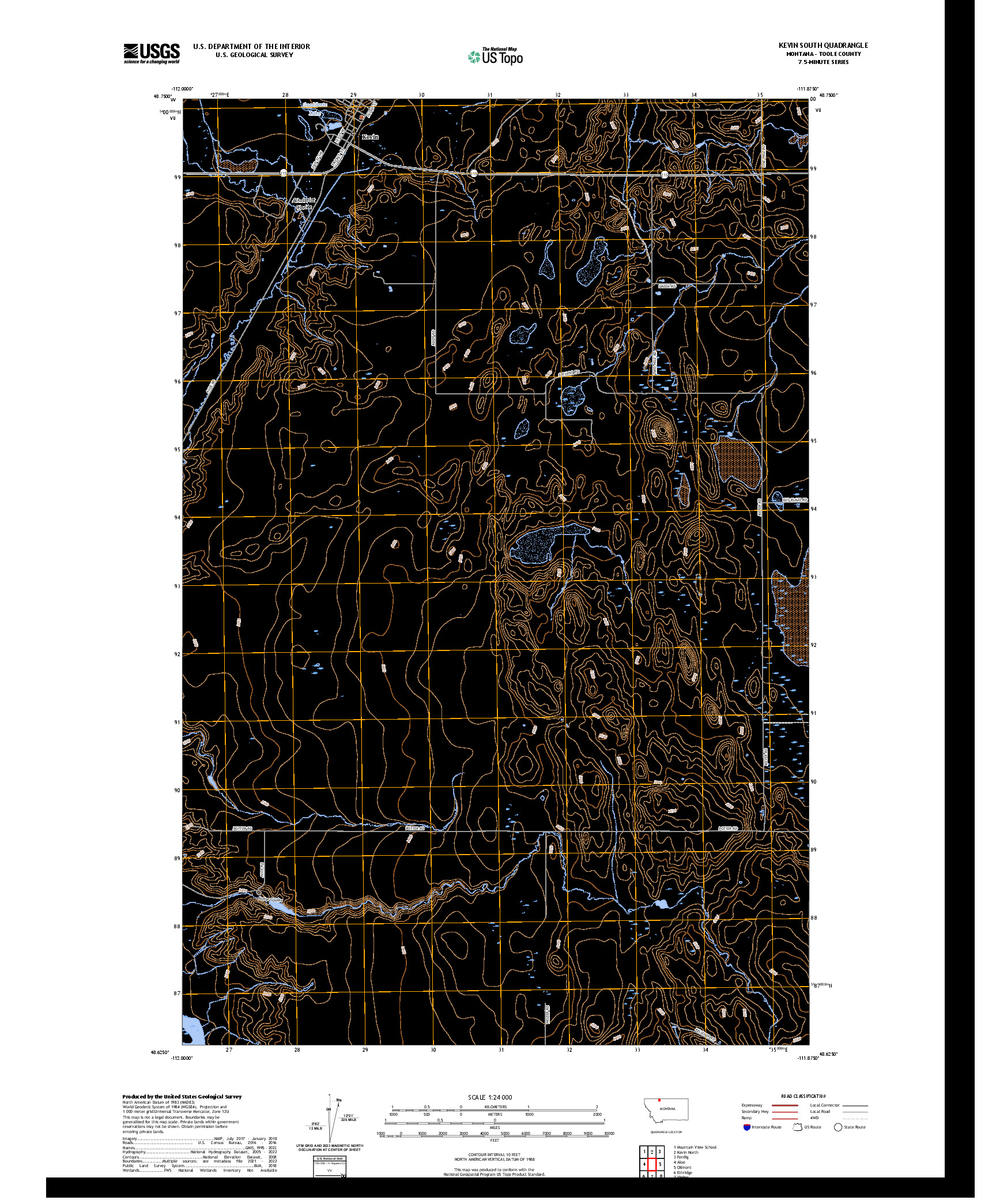 US TOPO 7.5-MINUTE MAP FOR KEVIN SOUTH, MT