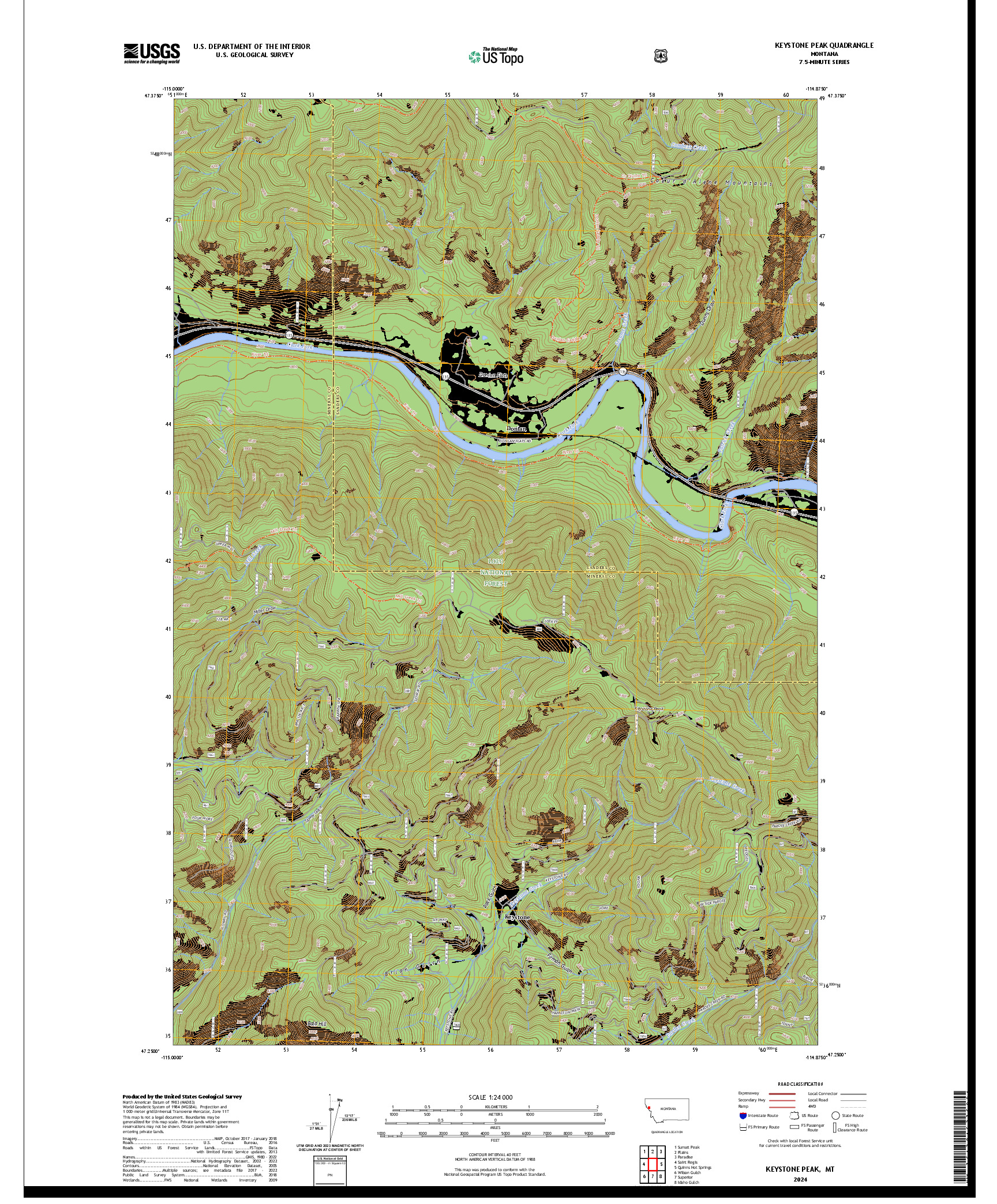 US TOPO 7.5-MINUTE MAP FOR KEYSTONE PEAK, MT