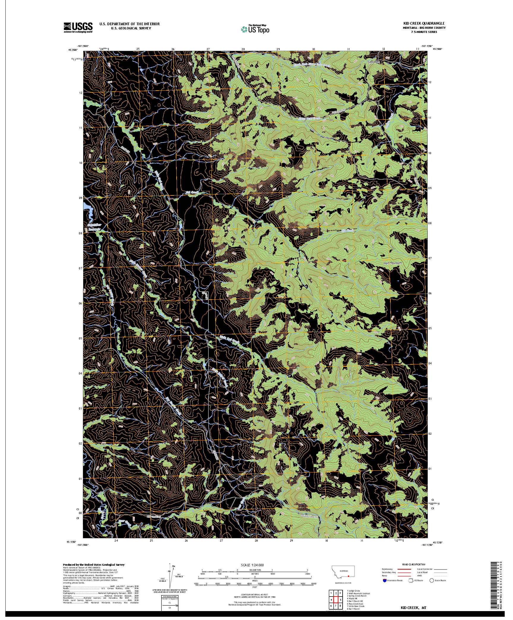 US TOPO 7.5-MINUTE MAP FOR KID CREEK, MT