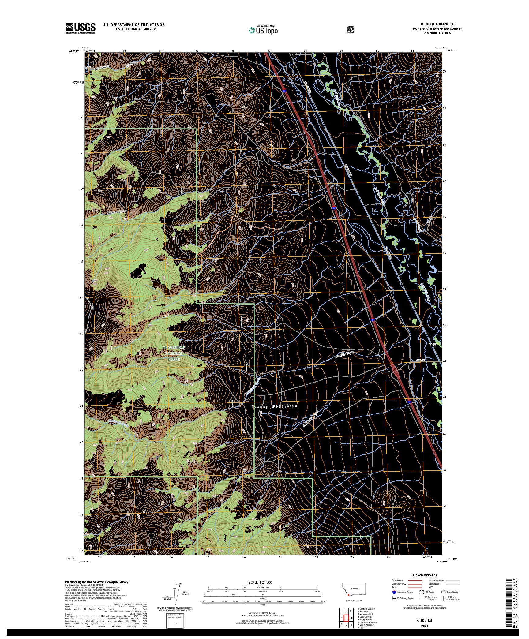 US TOPO 7.5-MINUTE MAP FOR KIDD, MT