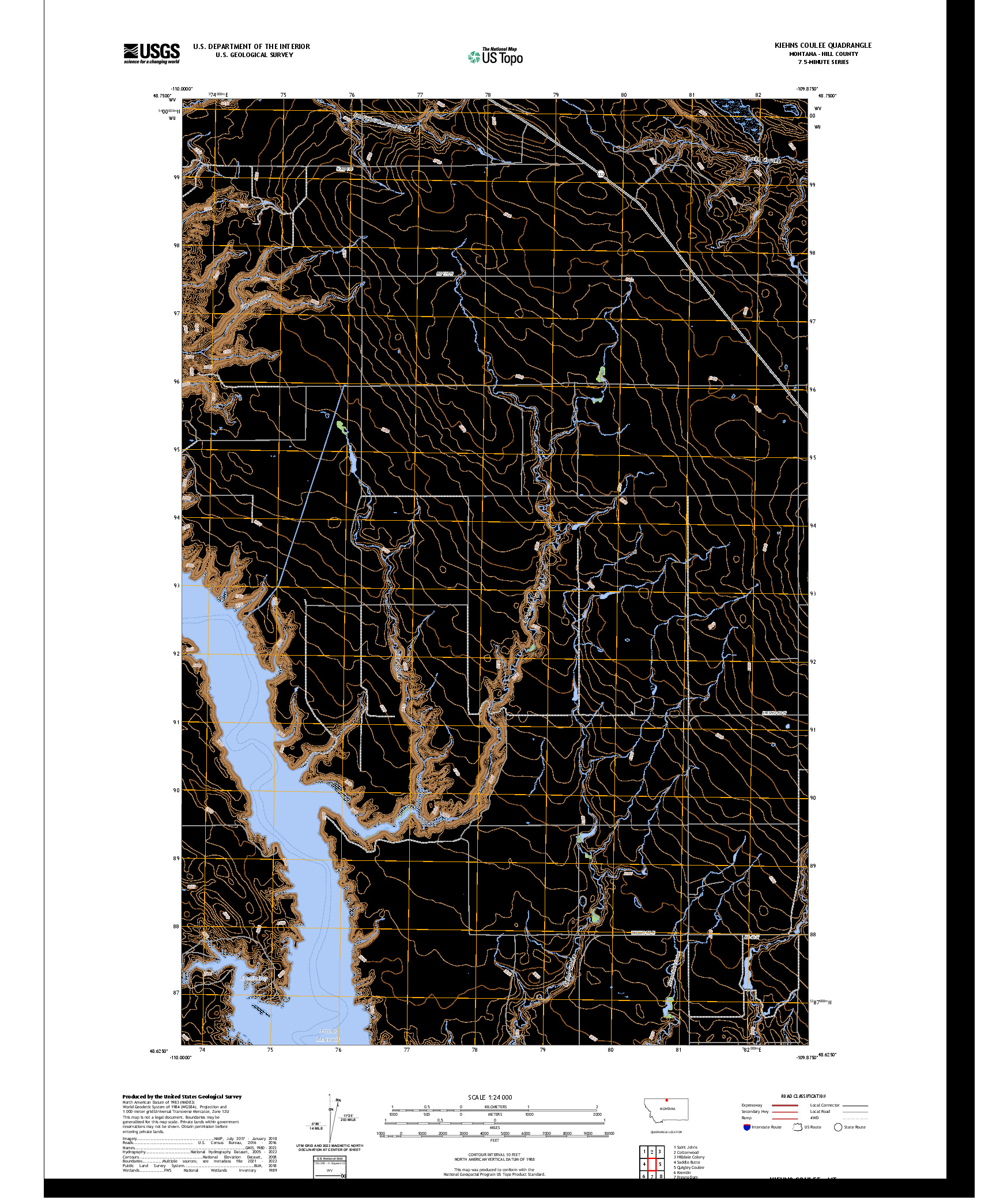 US TOPO 7.5-MINUTE MAP FOR KIEHNS COULEE, MT