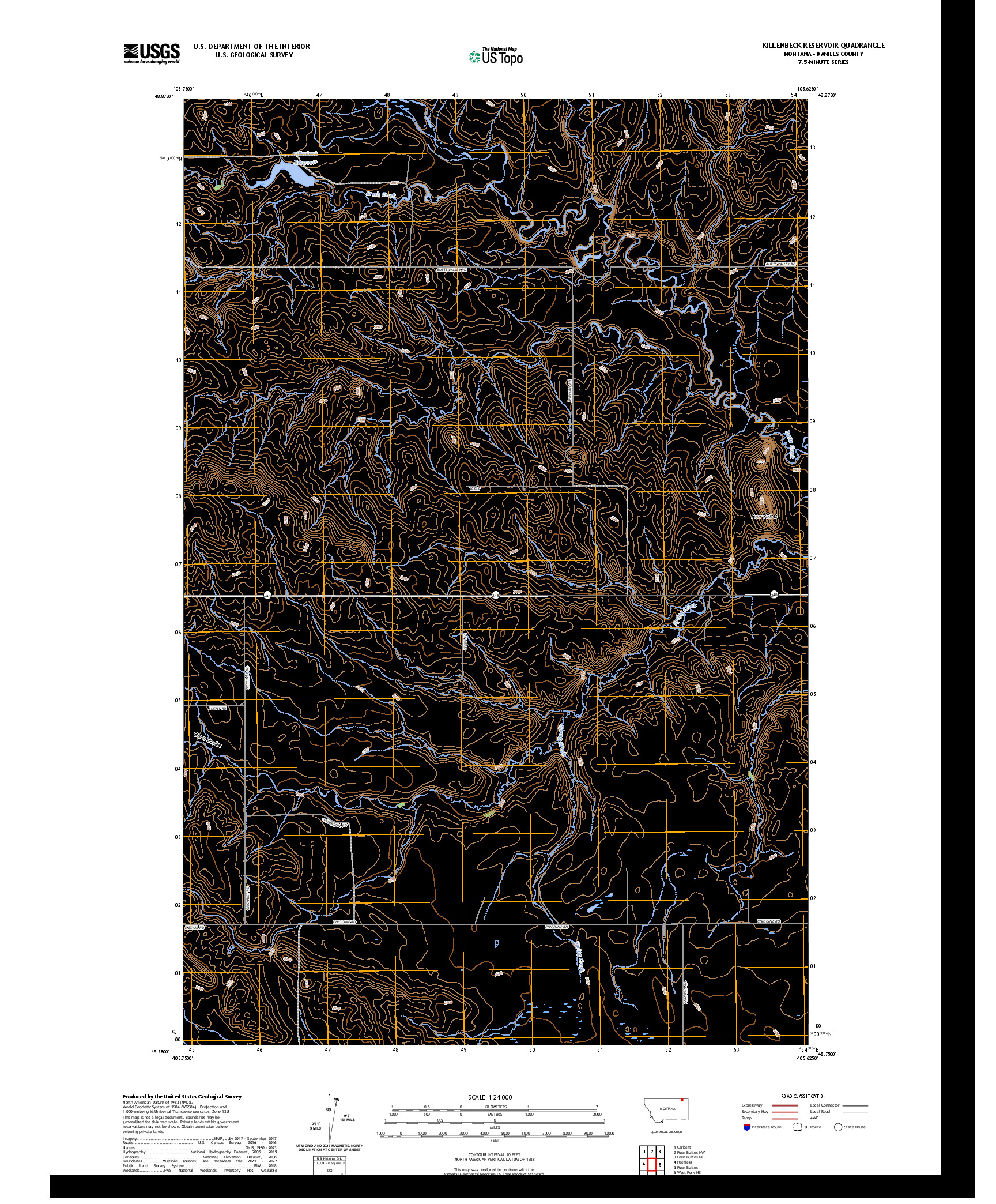US TOPO 7.5-MINUTE MAP FOR KILLENBECK RESERVOIR, MT