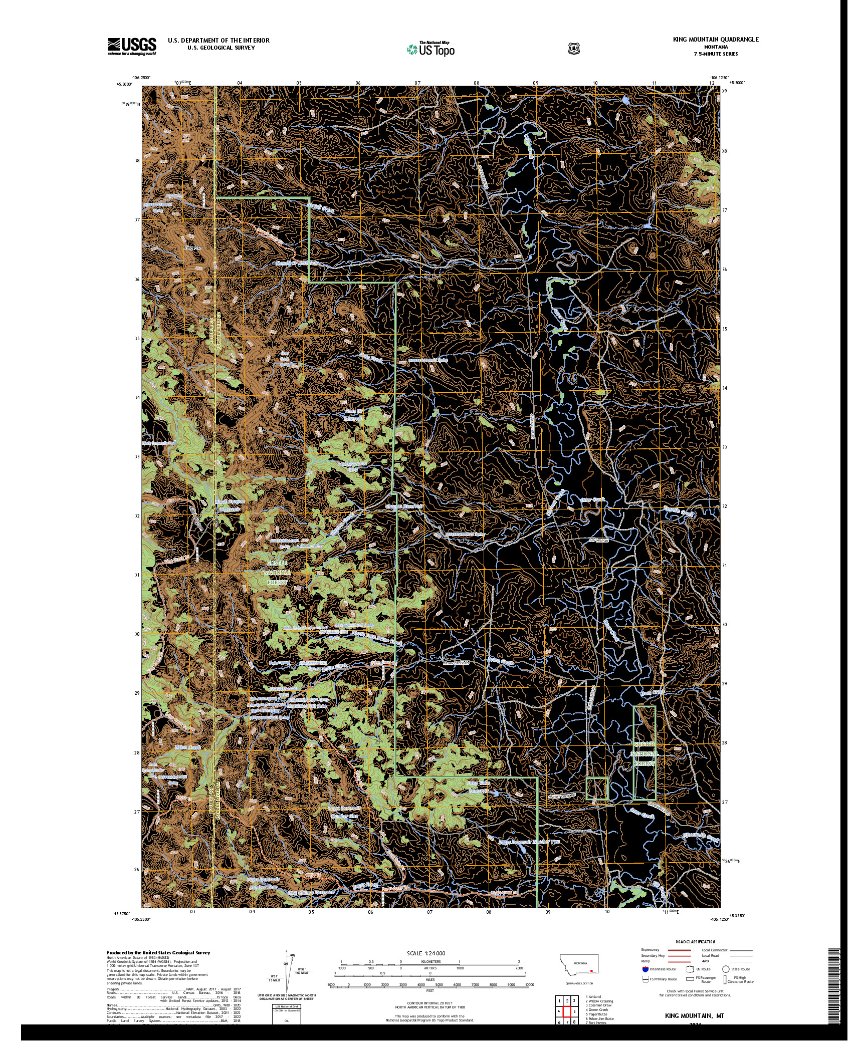US TOPO 7.5-MINUTE MAP FOR KING MOUNTAIN, MT