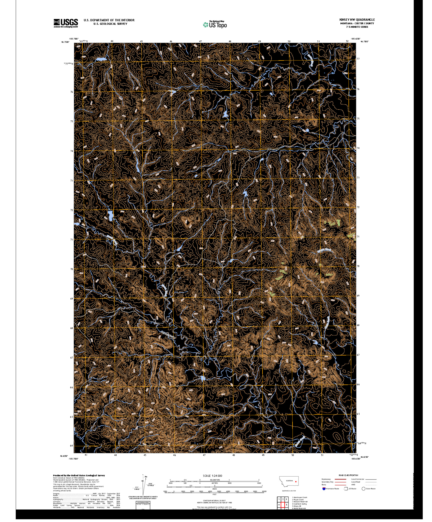 US TOPO 7.5-MINUTE MAP FOR KINSEY NW, MT