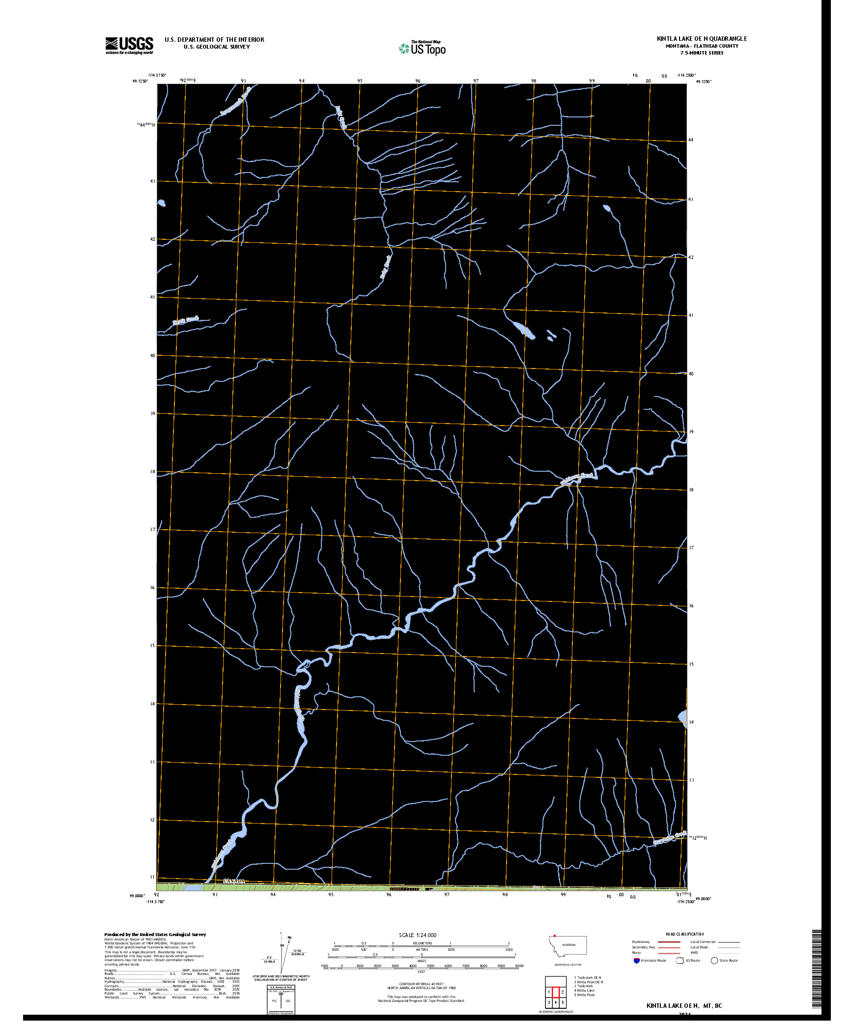 US TOPO 7.5-MINUTE MAP FOR KINTLA LAKE OE N, MT,BC
