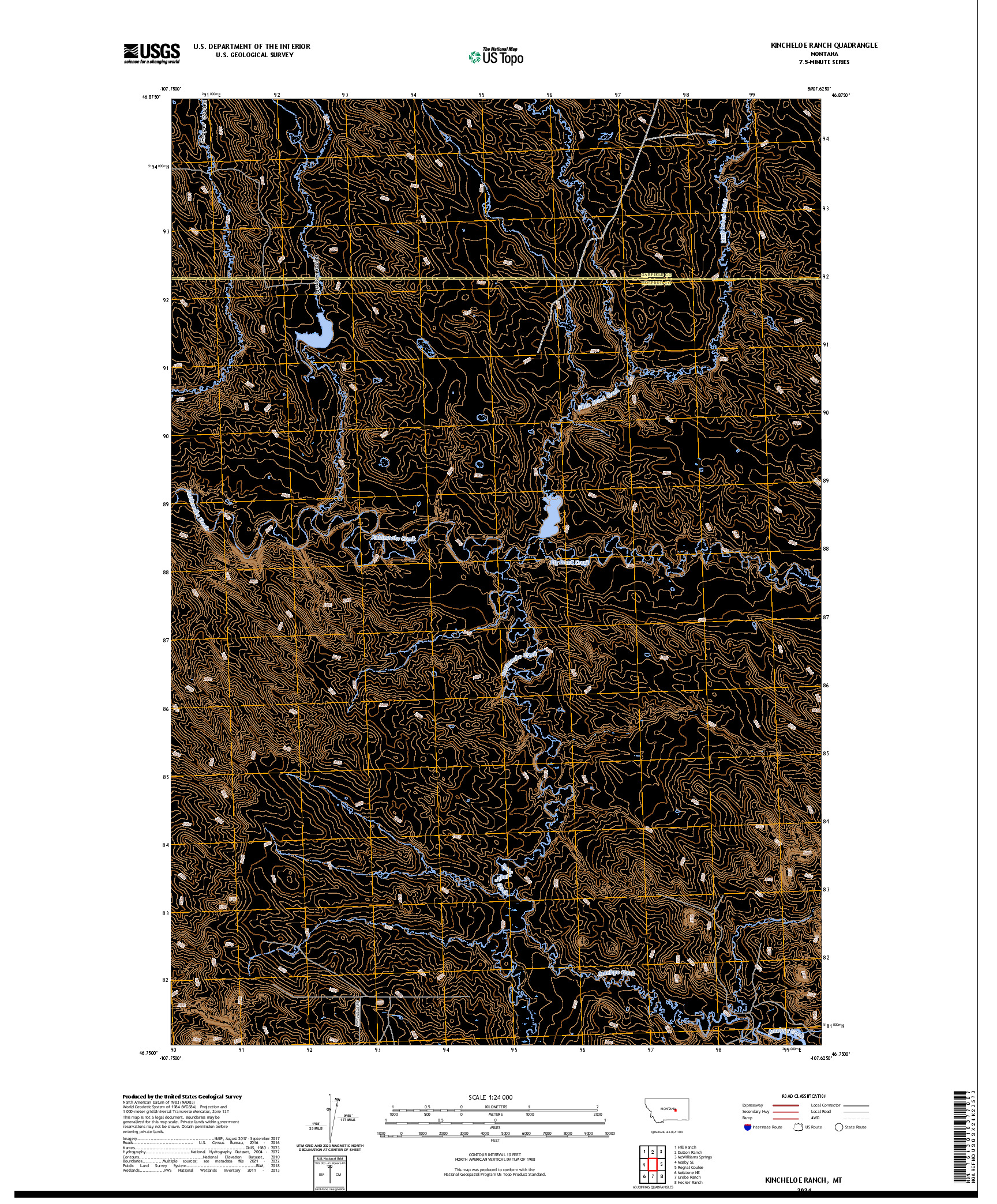 US TOPO 7.5-MINUTE MAP FOR KINCHELOE RANCH, MT
