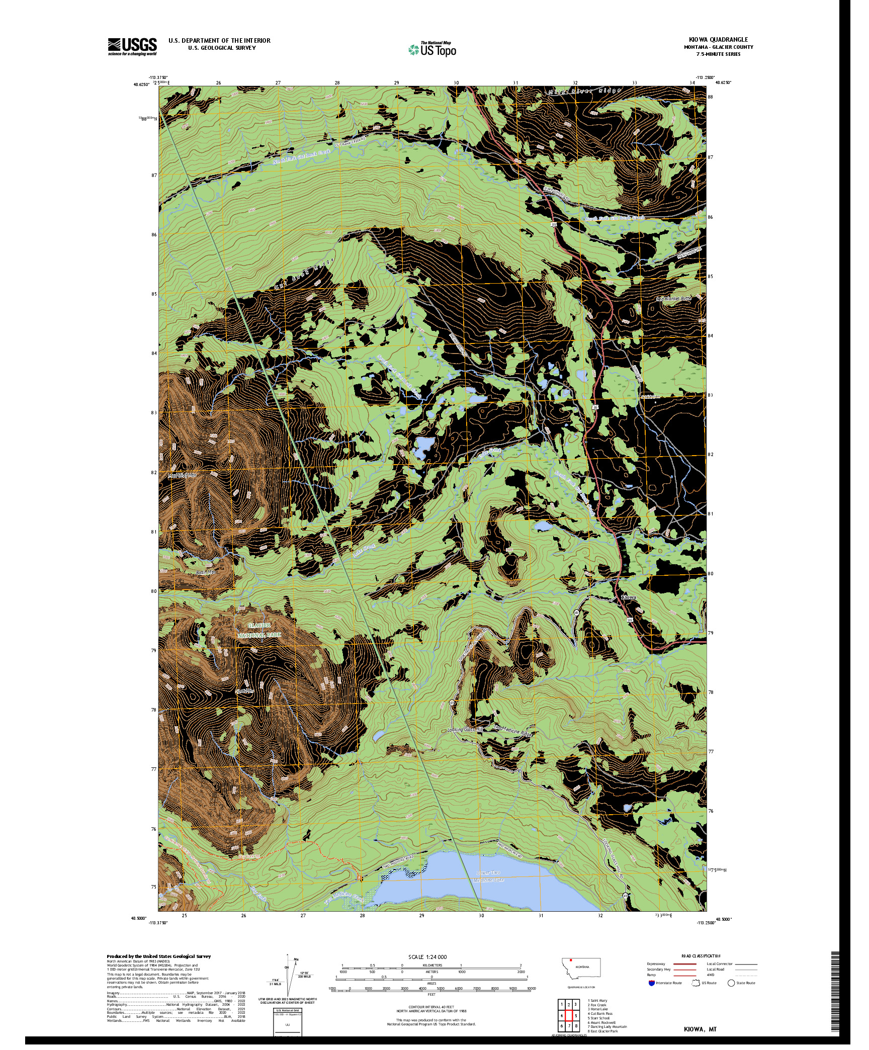 US TOPO 7.5-MINUTE MAP FOR KIOWA, MT