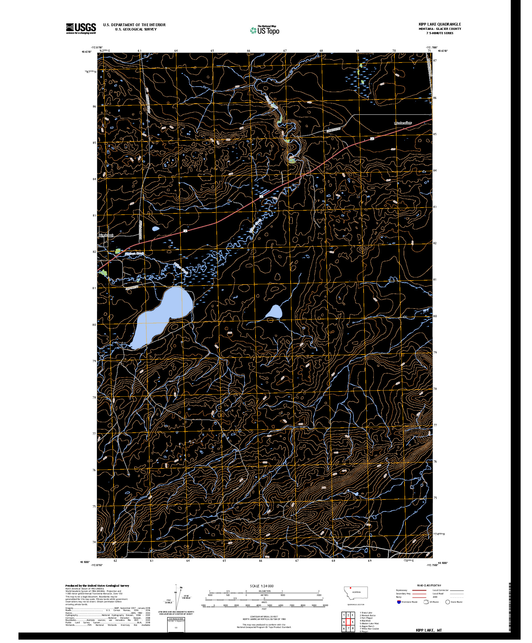 US TOPO 7.5-MINUTE MAP FOR KIPP LAKE, MT