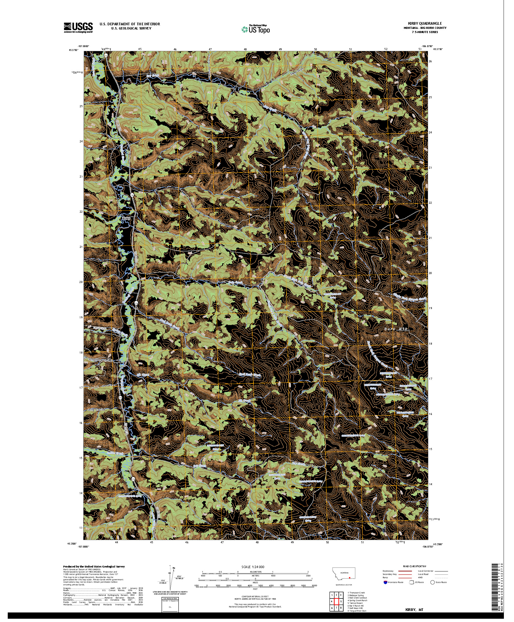 US TOPO 7.5-MINUTE MAP FOR KIRBY, MT