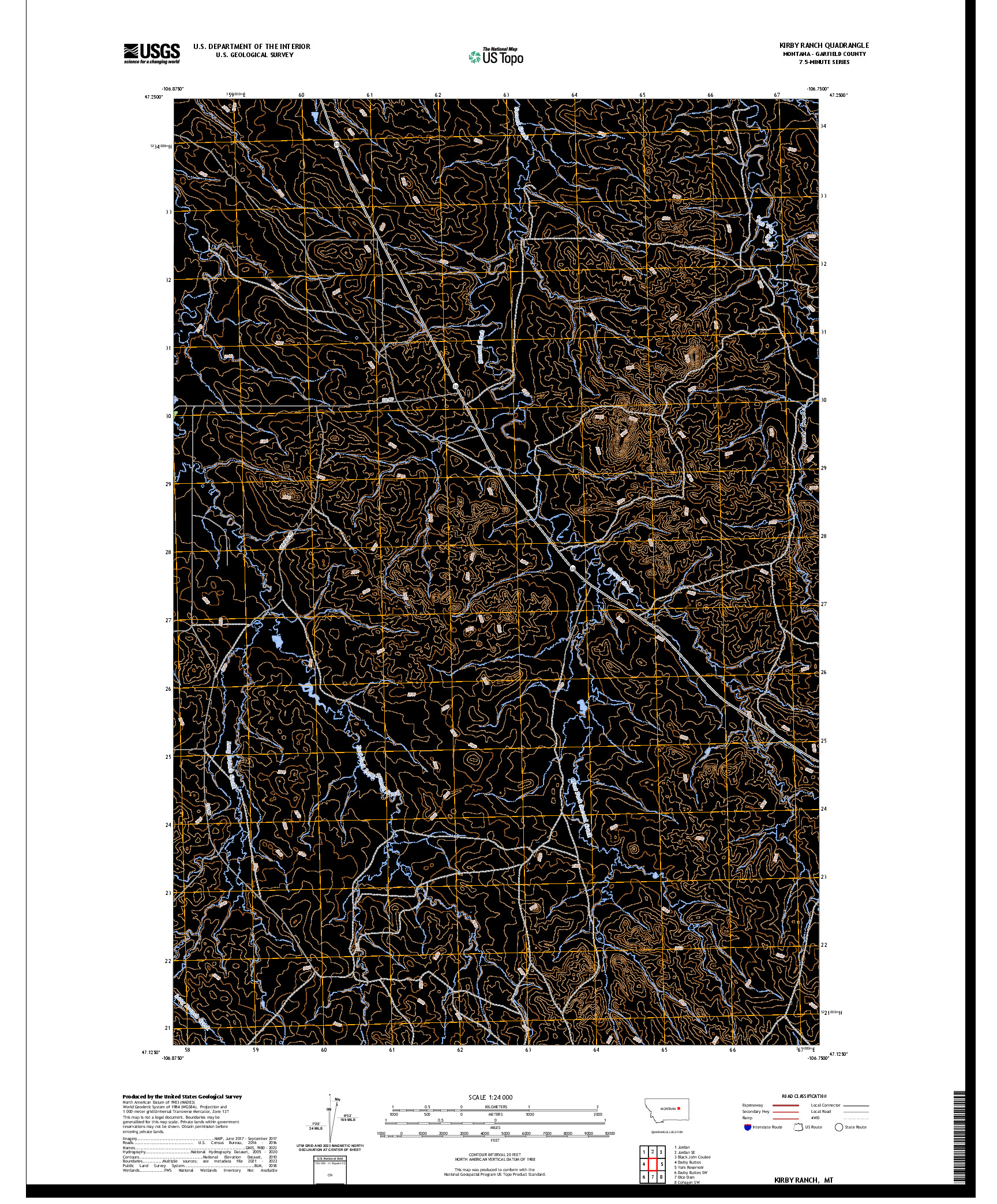 US TOPO 7.5-MINUTE MAP FOR KIRBY RANCH, MT