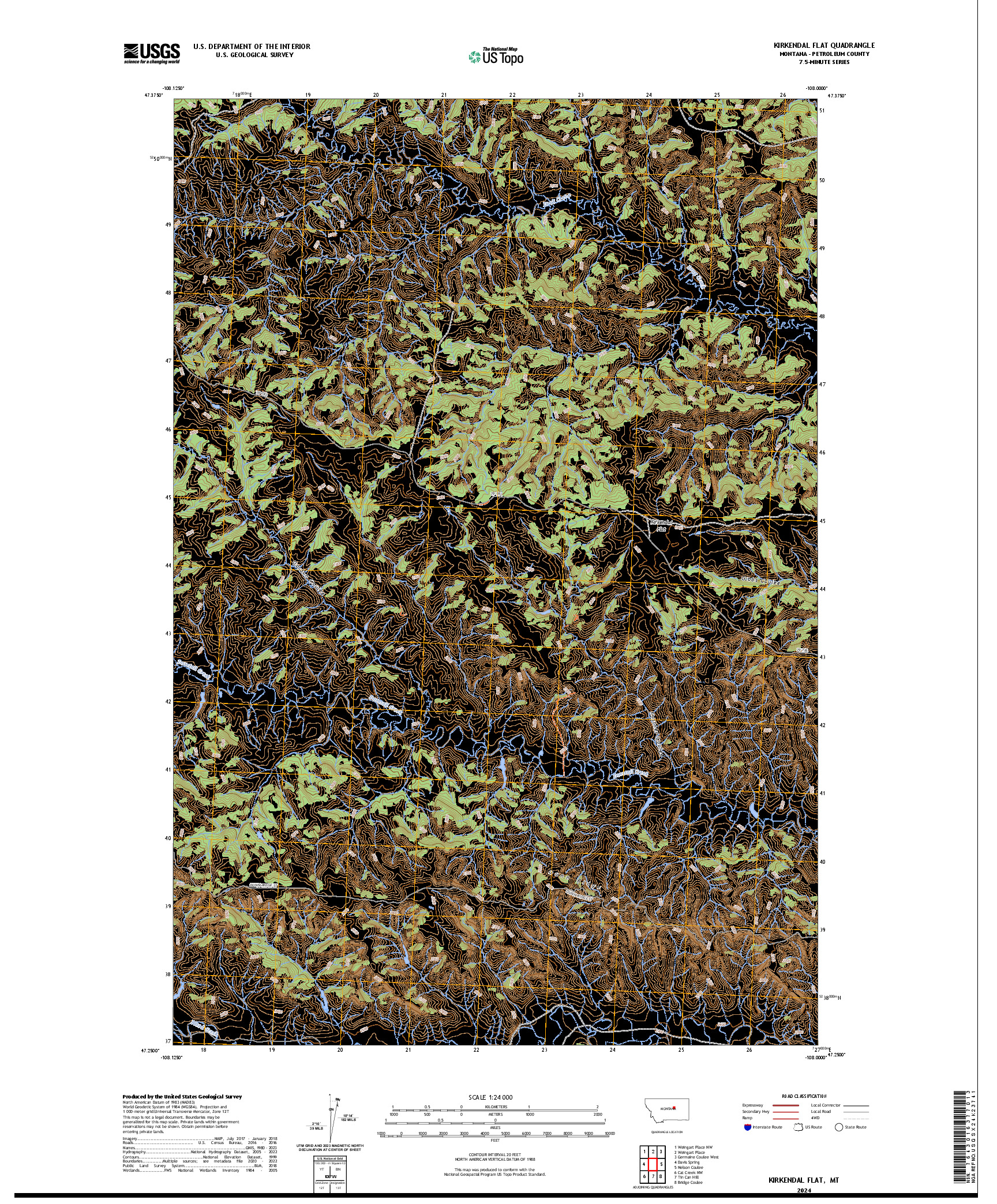 US TOPO 7.5-MINUTE MAP FOR KIRKENDAL FLAT, MT
