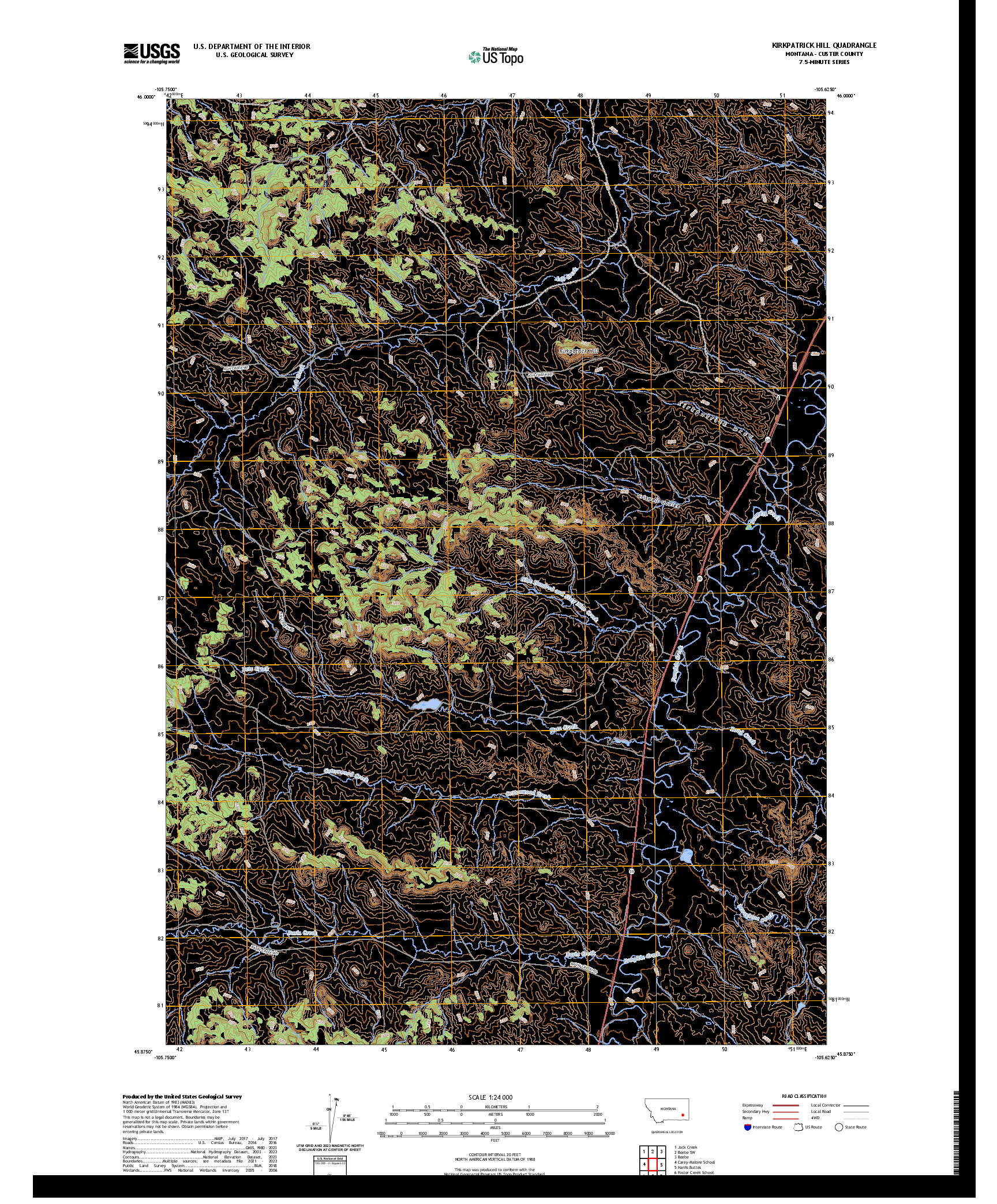 US TOPO 7.5-MINUTE MAP FOR KIRKPATRICK HILL, MT