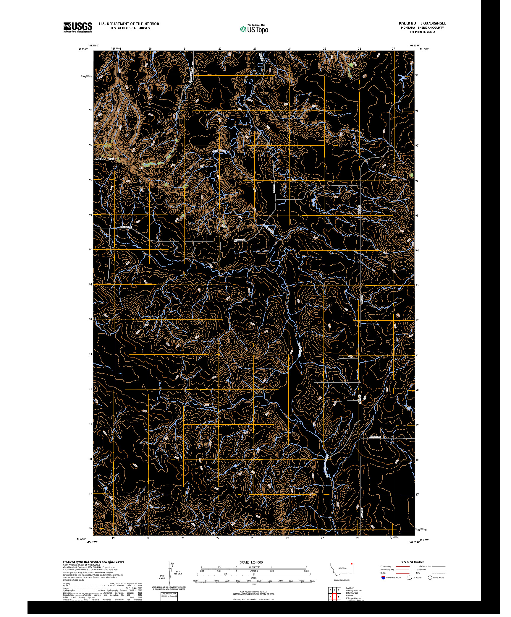 US TOPO 7.5-MINUTE MAP FOR KISLER BUTTE, MT