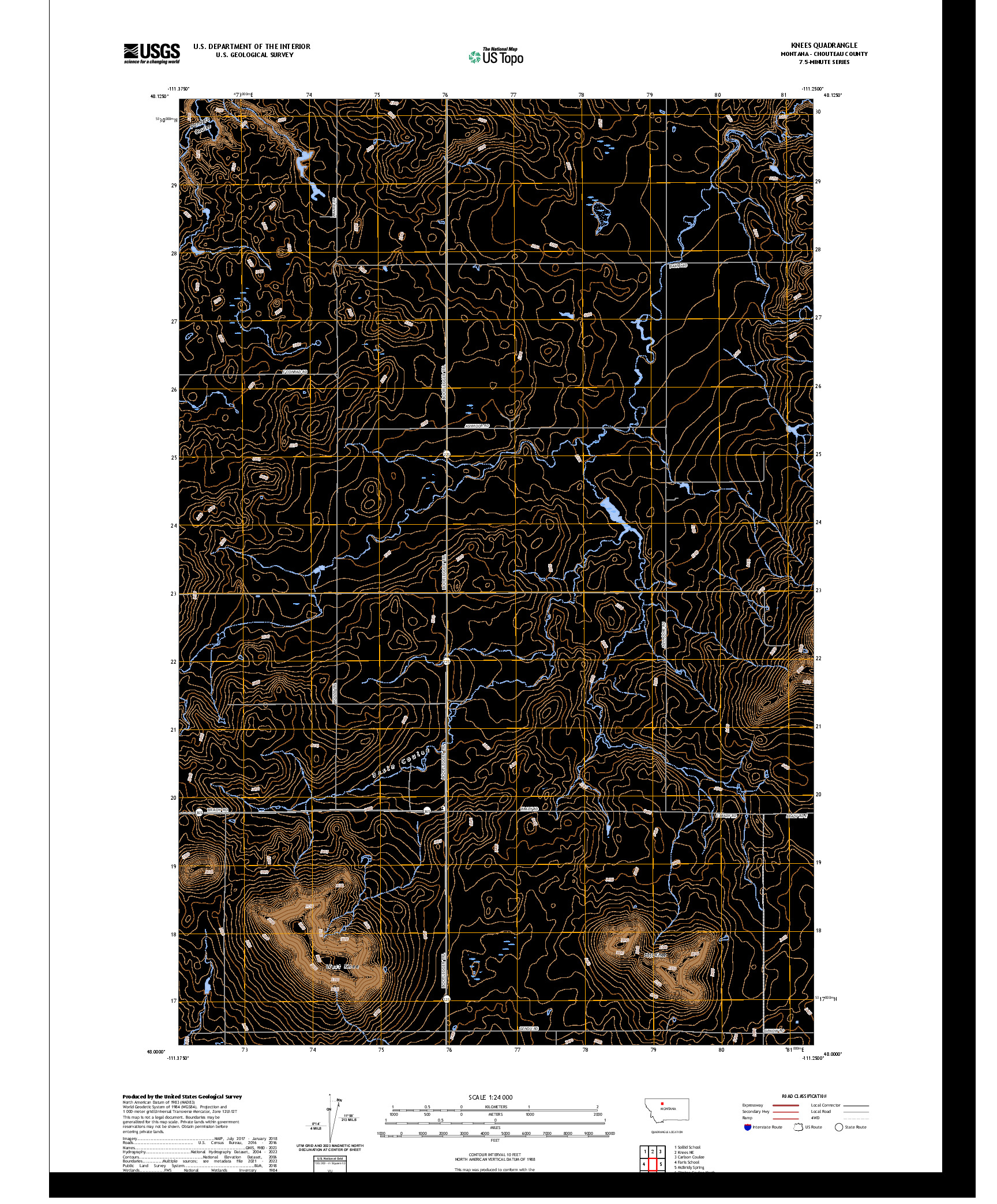 US TOPO 7.5-MINUTE MAP FOR KNEES, MT