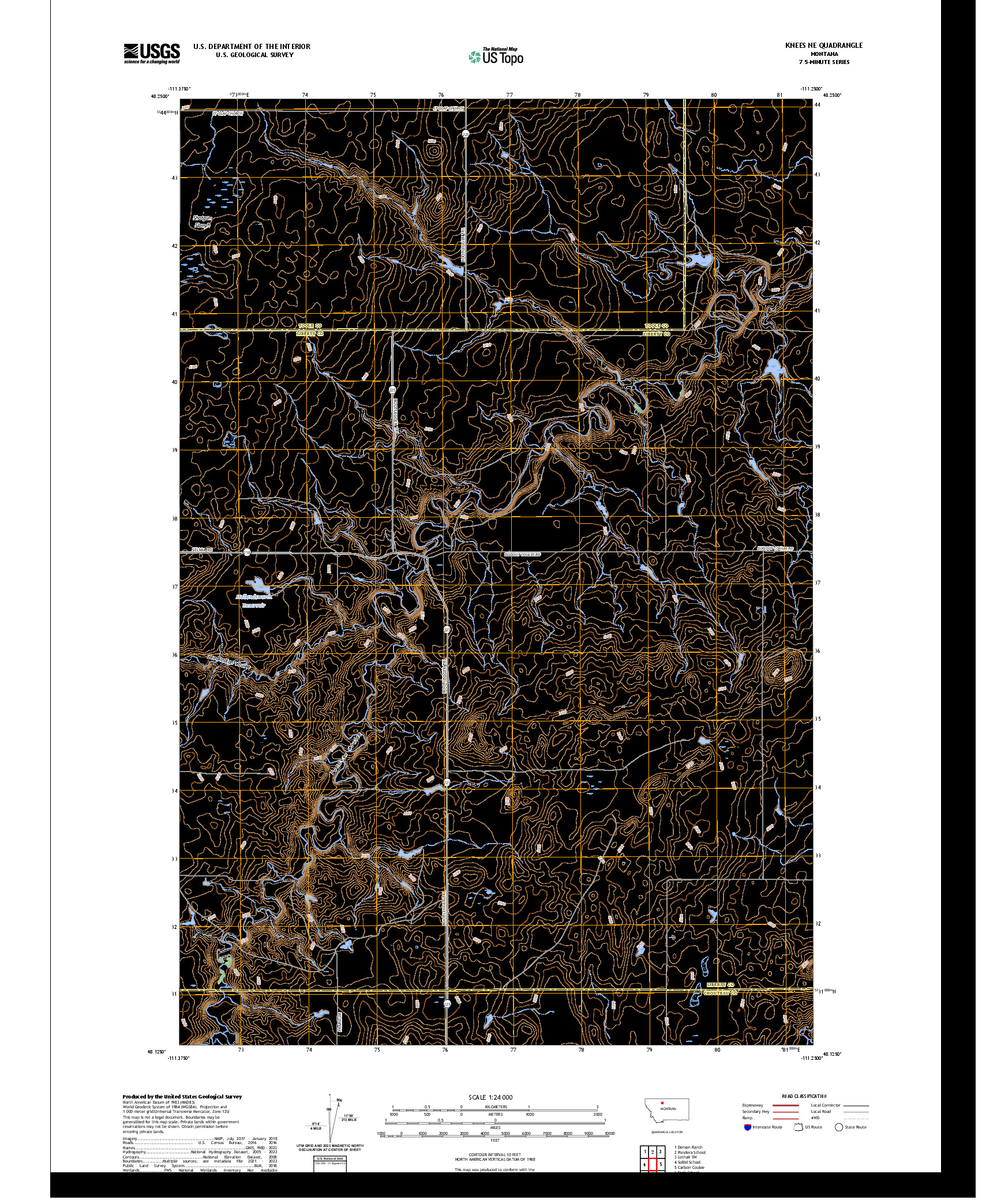 US TOPO 7.5-MINUTE MAP FOR KNEES NE, MT
