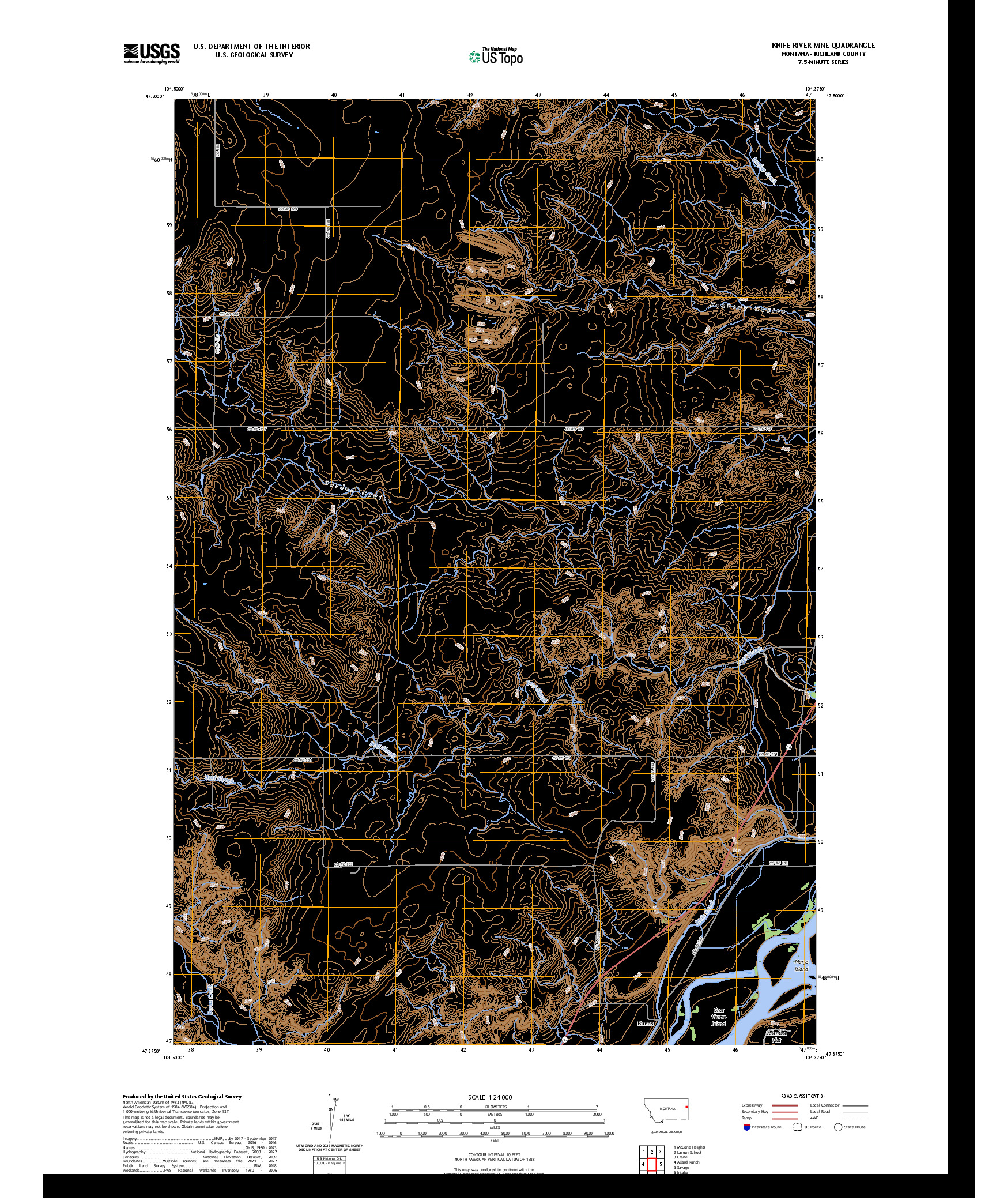 US TOPO 7.5-MINUTE MAP FOR KNIFE RIVER MINE, MT
