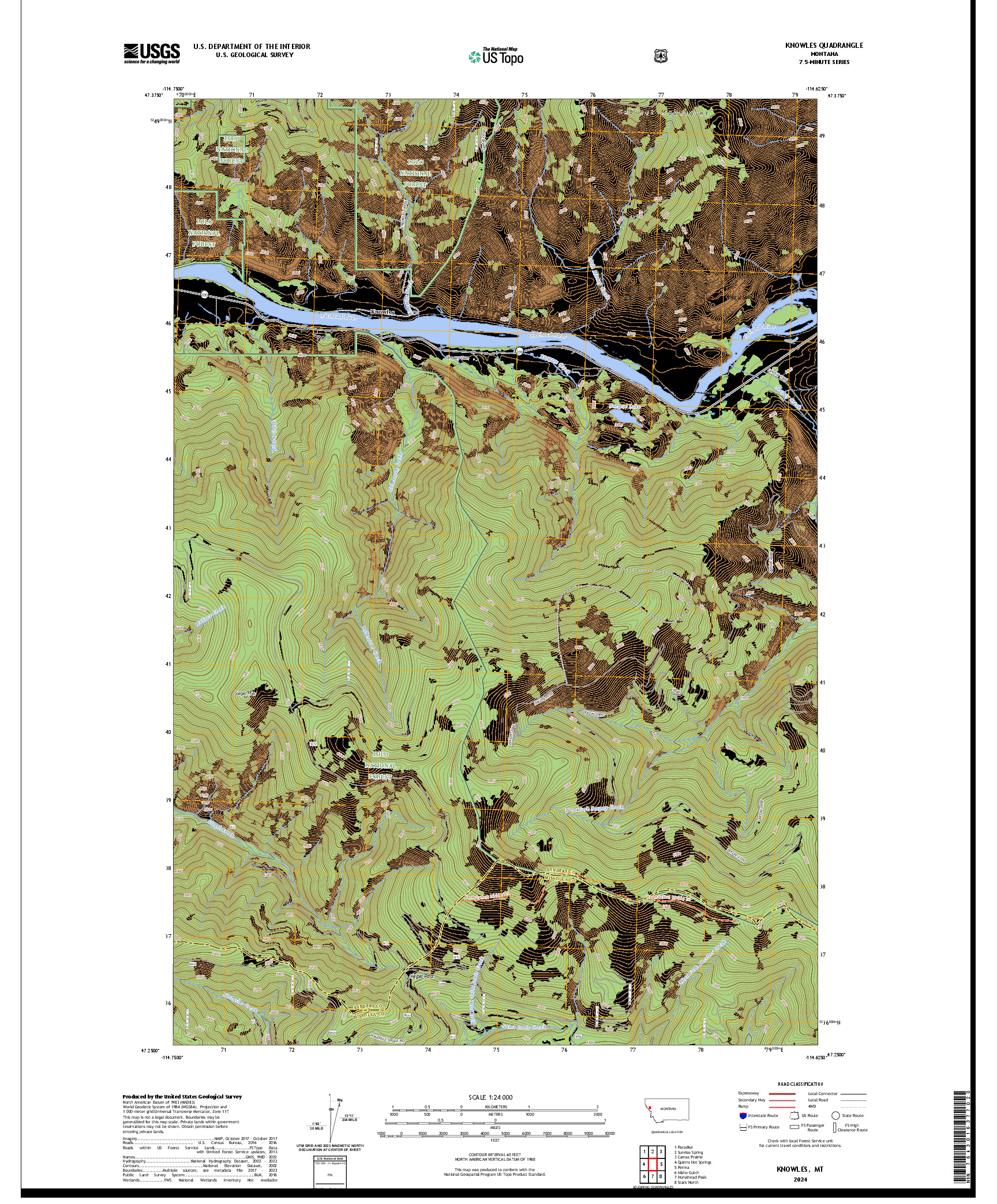 US TOPO 7.5-MINUTE MAP FOR KNOWLES, MT