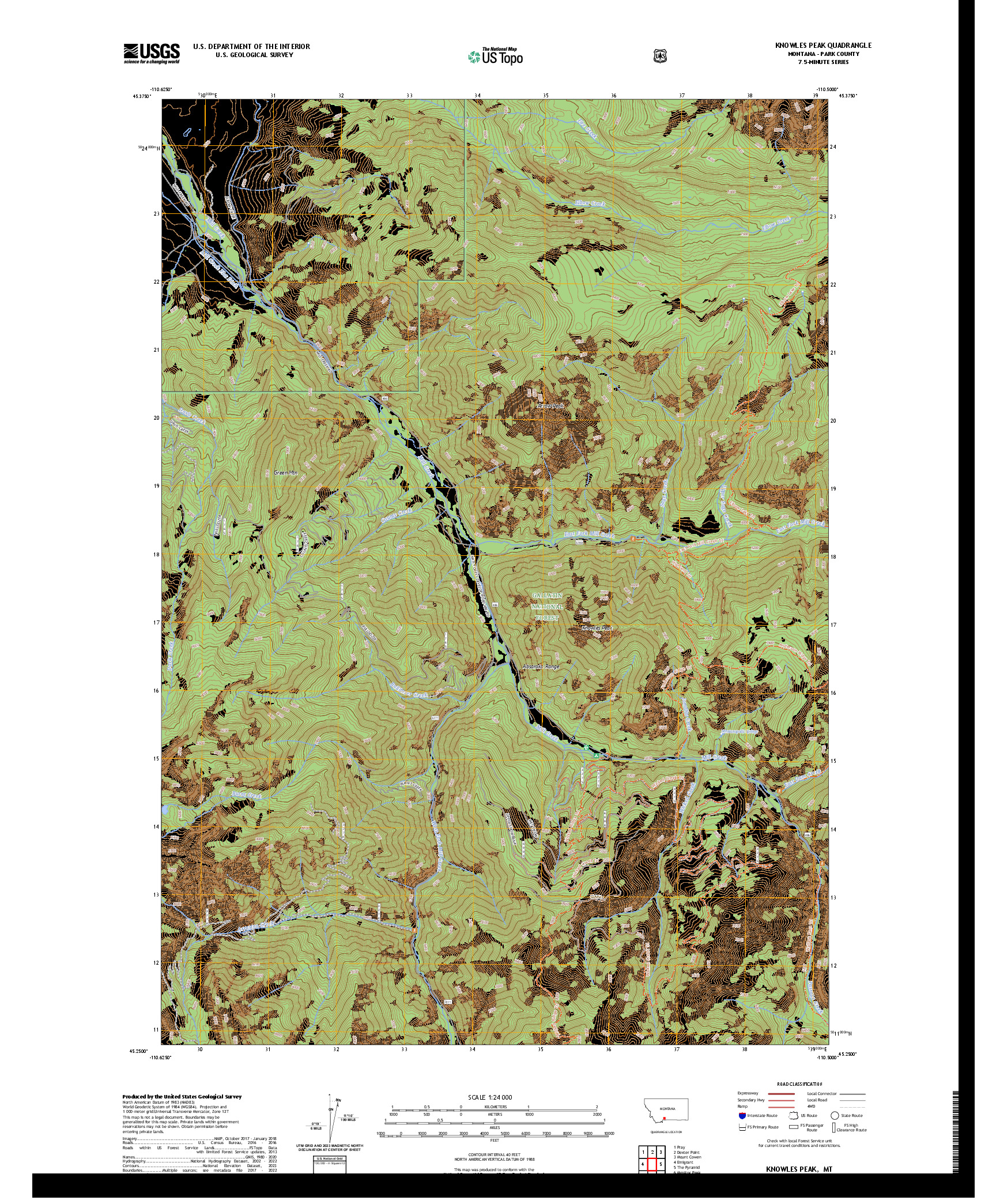 US TOPO 7.5-MINUTE MAP FOR KNOWLES PEAK, MT