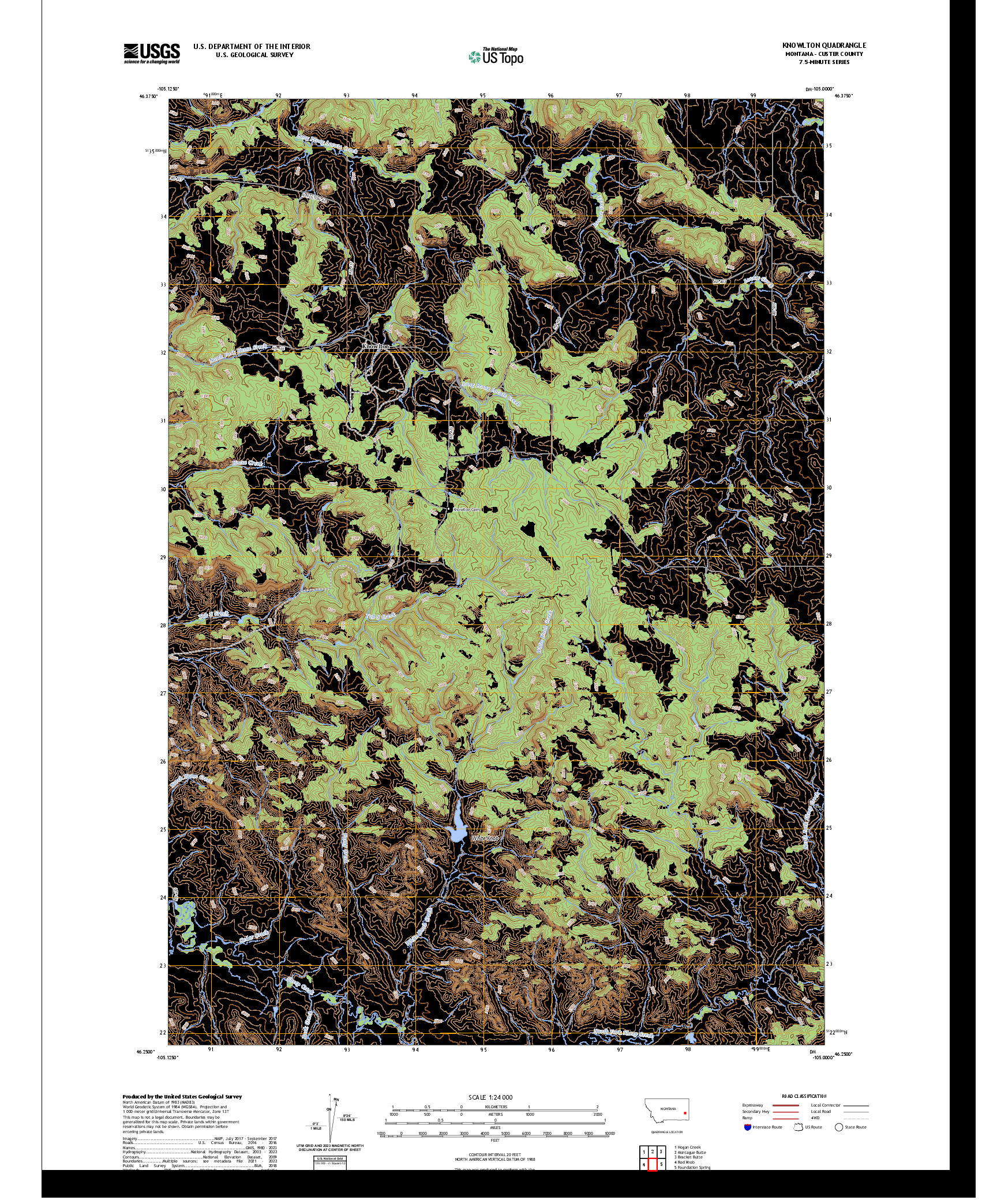 US TOPO 7.5-MINUTE MAP FOR KNOWLTON, MT