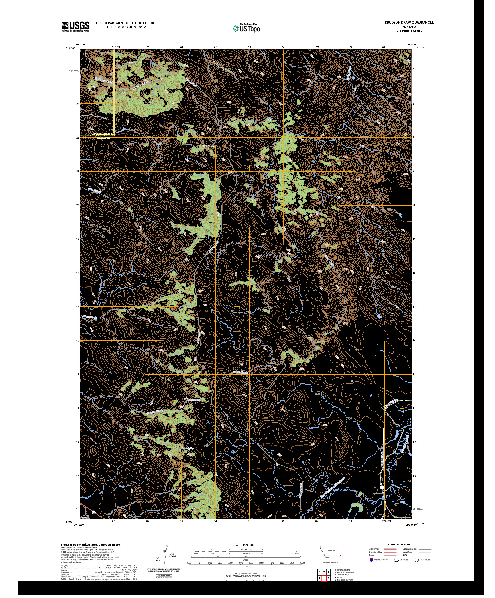 US TOPO 7.5-MINUTE MAP FOR KNUDSON DRAW, MT