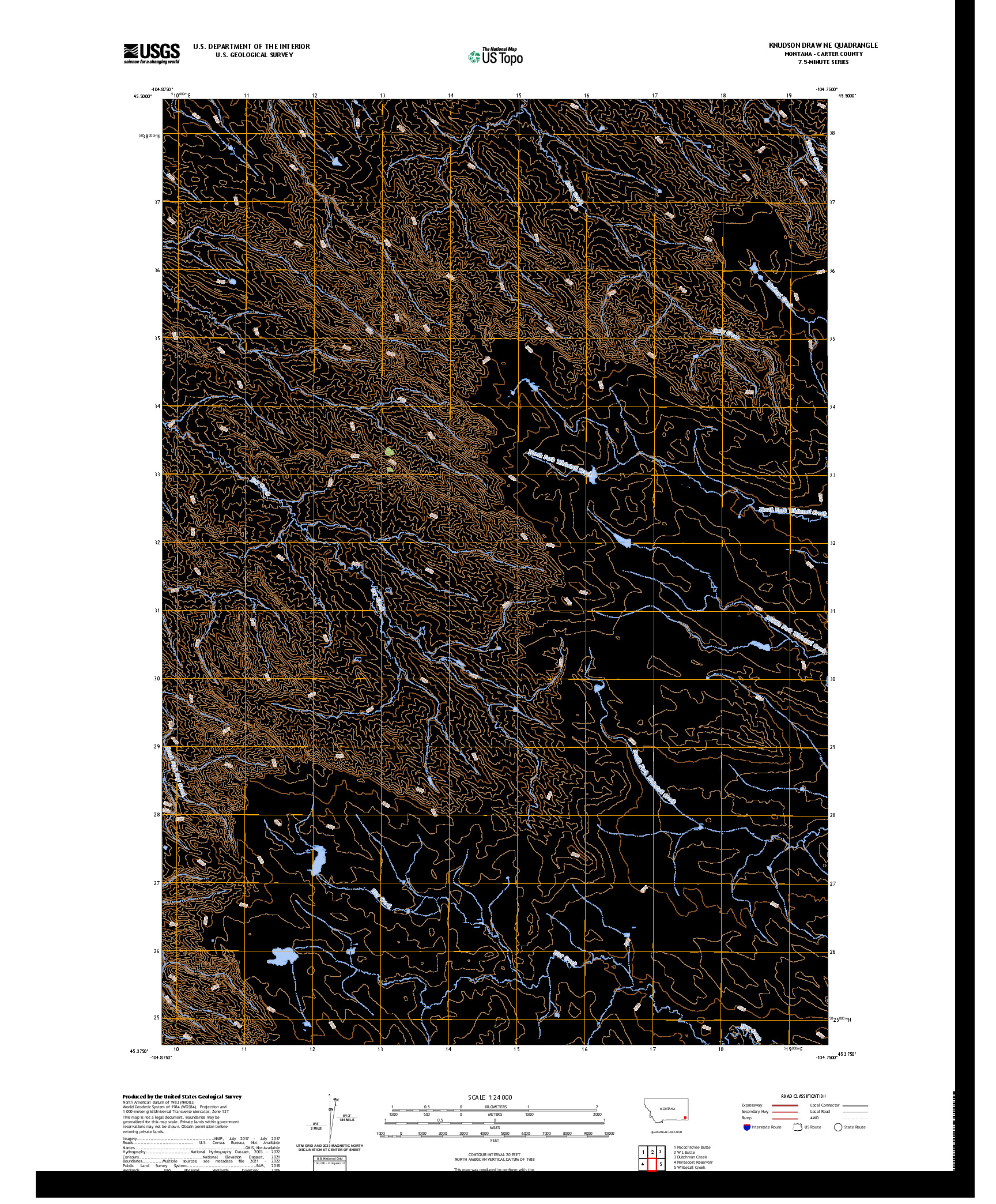 US TOPO 7.5-MINUTE MAP FOR KNUDSON DRAW NE, MT