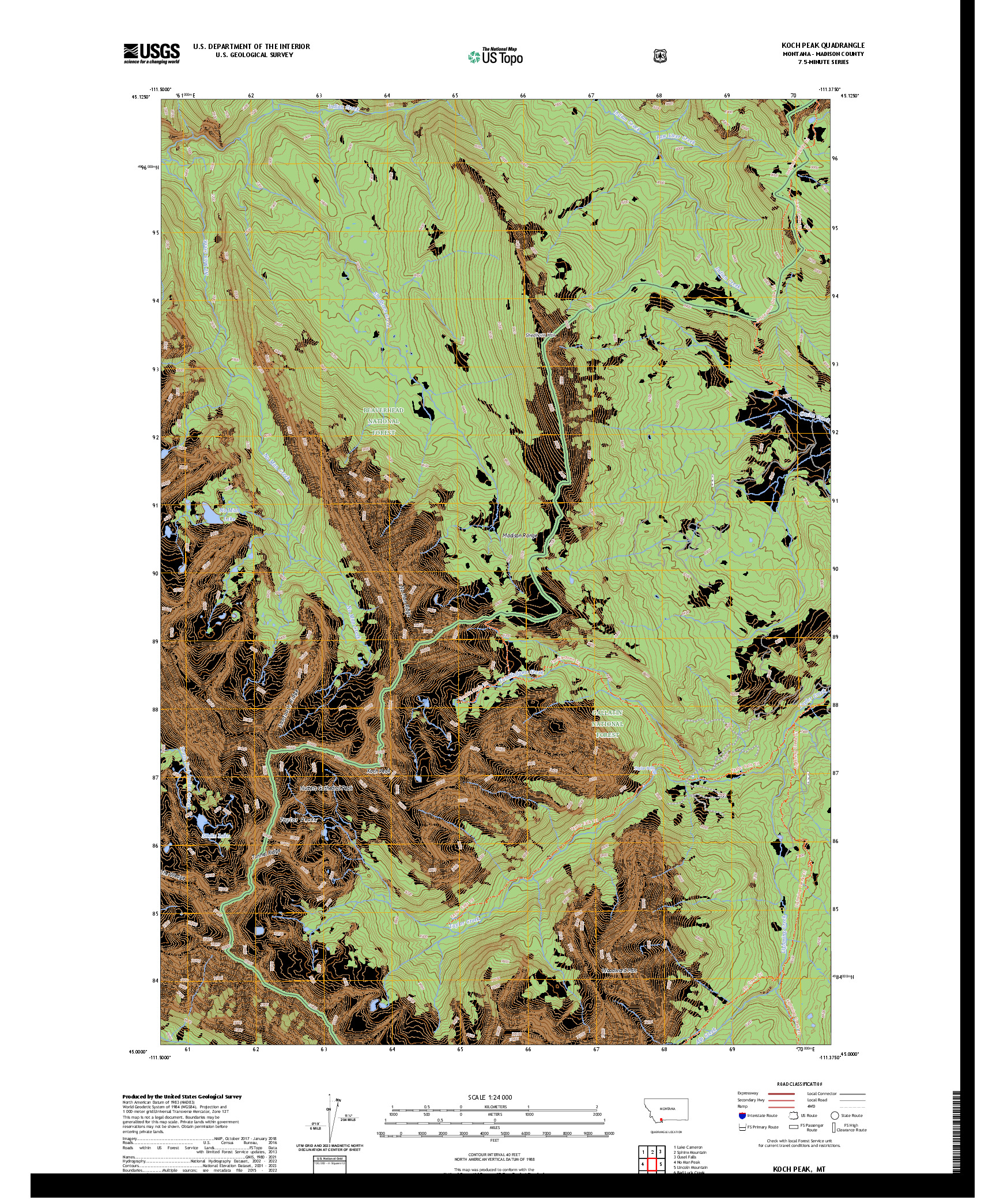 US TOPO 7.5-MINUTE MAP FOR KOCH PEAK, MT