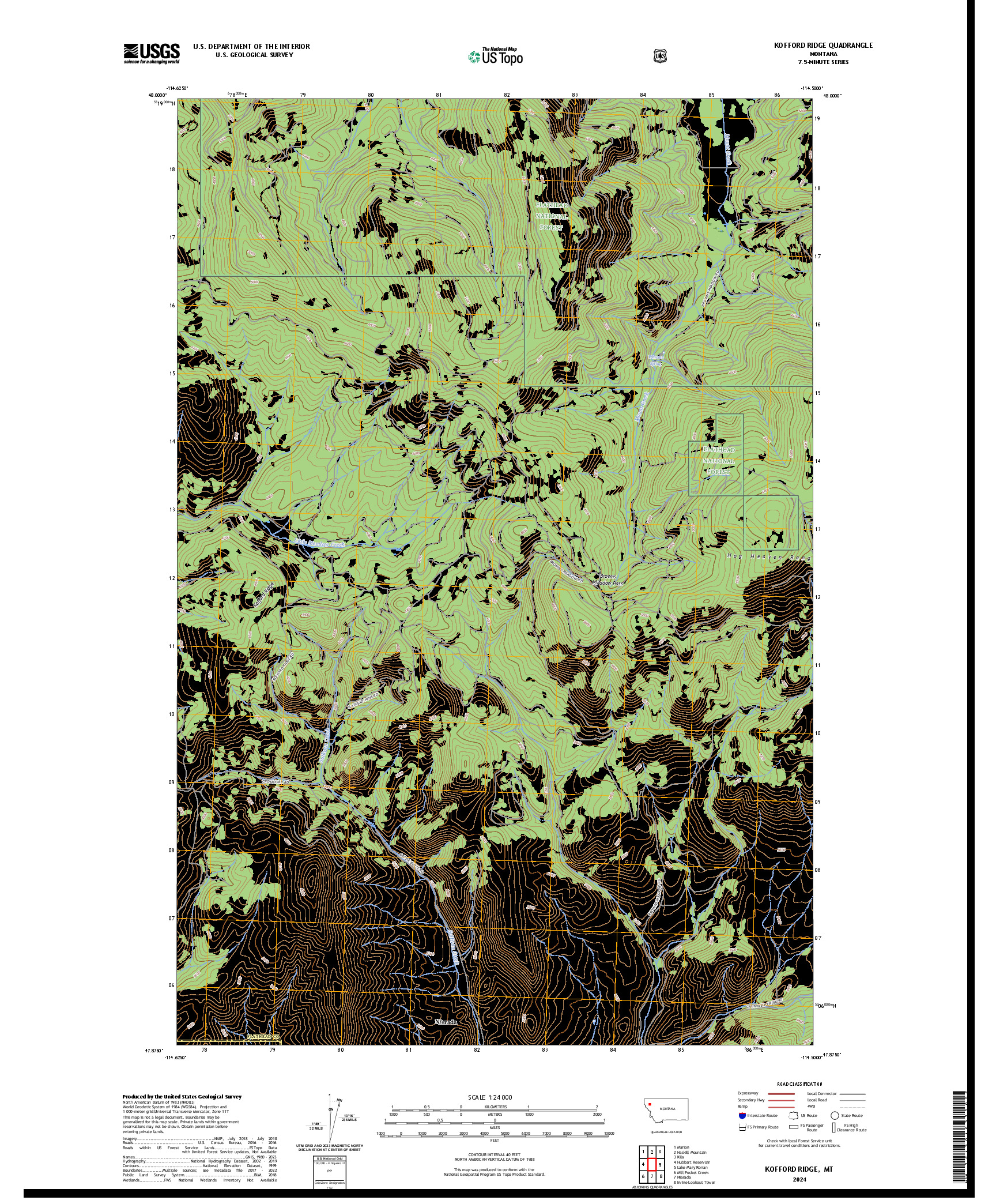 US TOPO 7.5-MINUTE MAP FOR KOFFORD RIDGE, MT