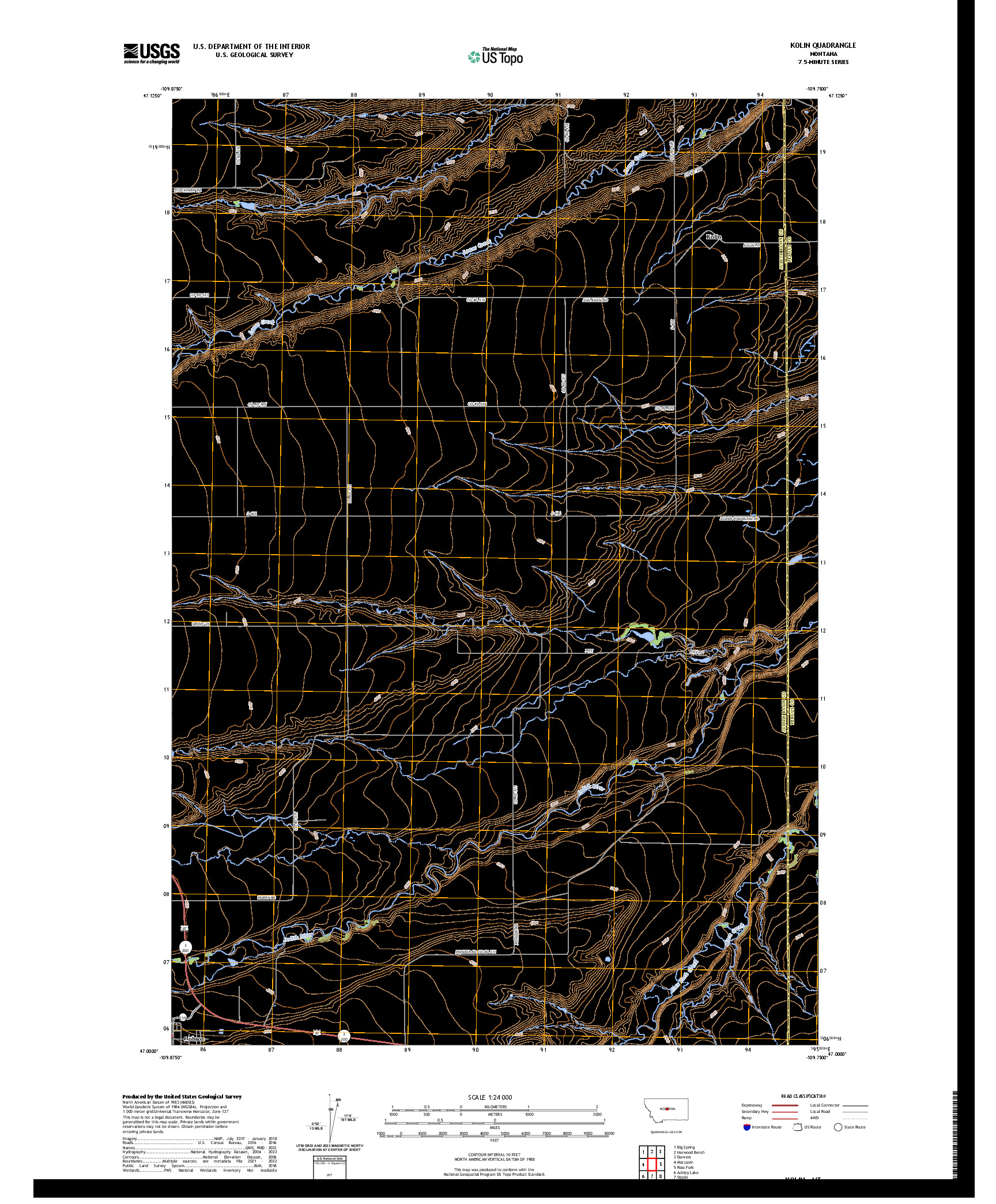US TOPO 7.5-MINUTE MAP FOR KOLIN, MT