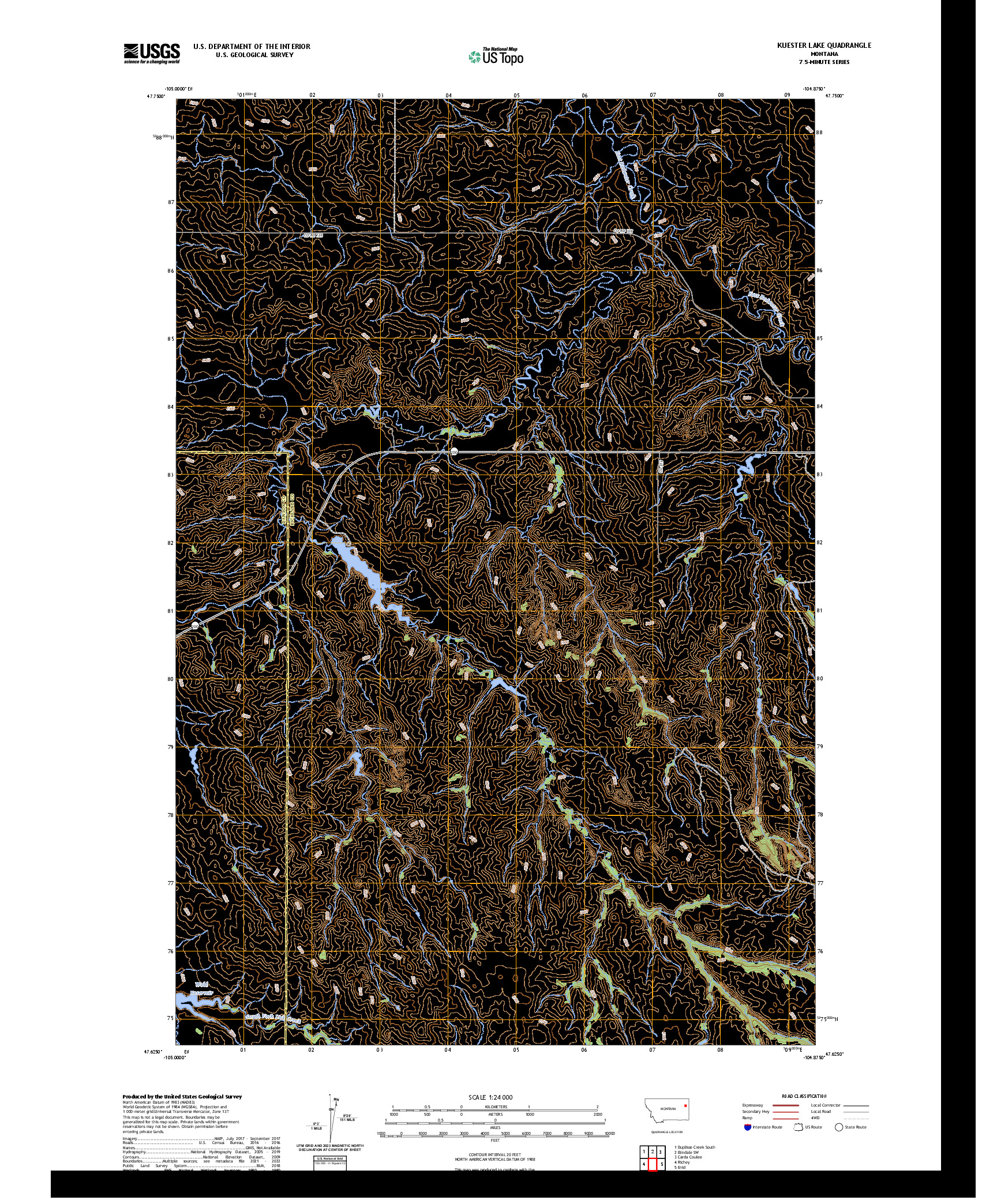 US TOPO 7.5-MINUTE MAP FOR KUESTER LAKE, MT