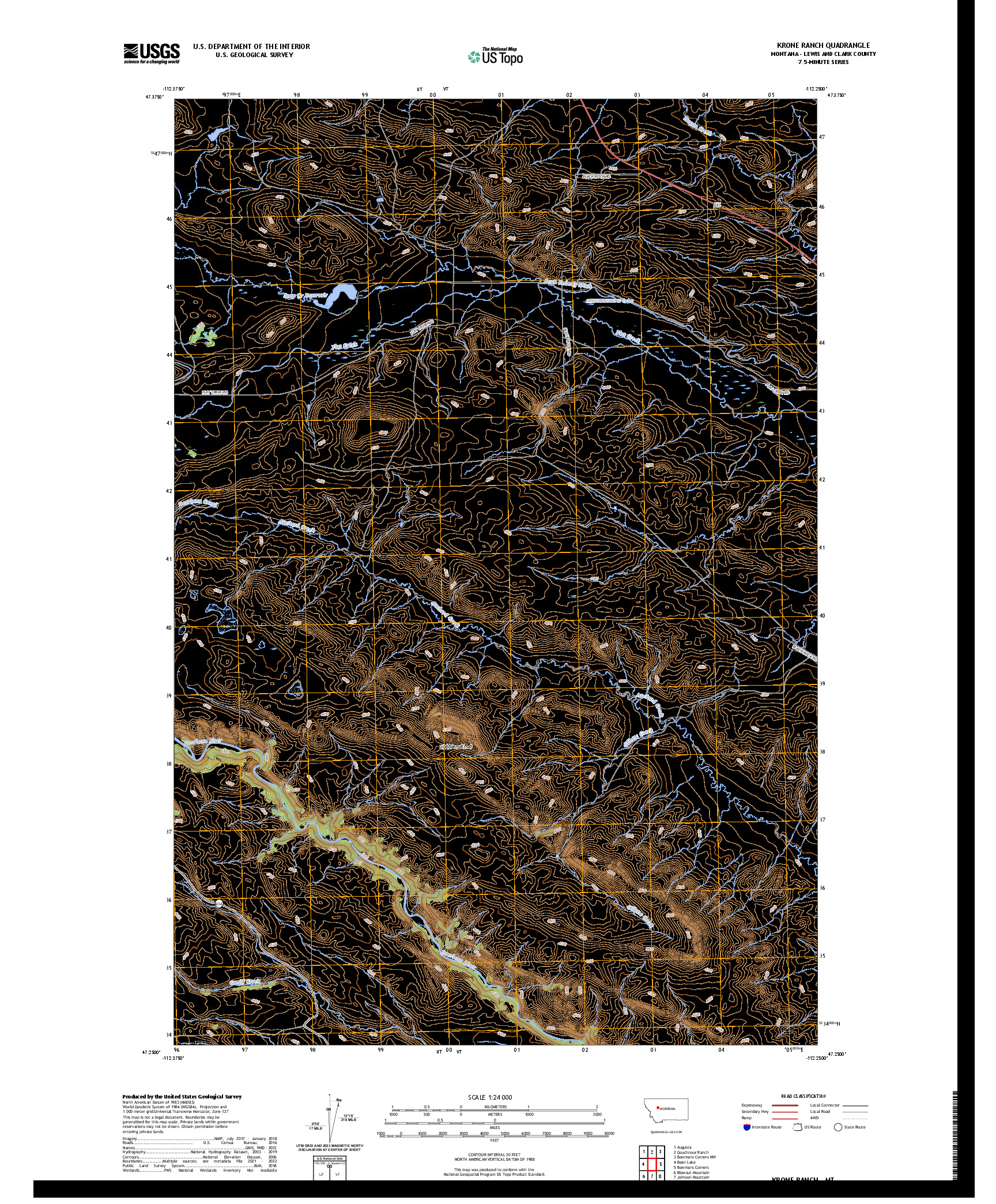 US TOPO 7.5-MINUTE MAP FOR KRONE RANCH, MT