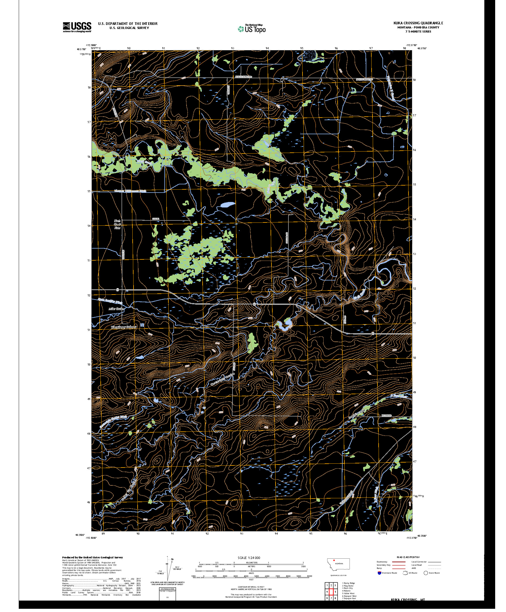 US TOPO 7.5-MINUTE MAP FOR KUKA CROSSING, MT