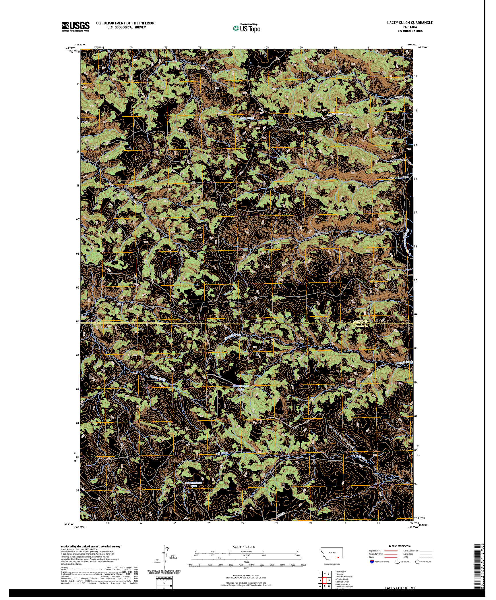 US TOPO 7.5-MINUTE MAP FOR LACEY GULCH, MT