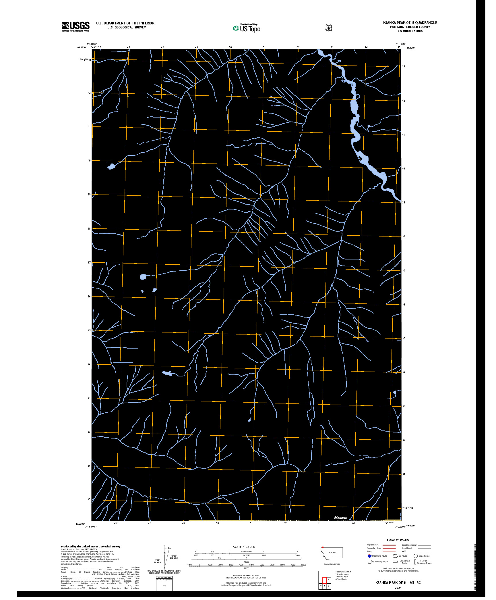 US TOPO 7.5-MINUTE MAP FOR KSANKA PEAK OE N, MT,BC