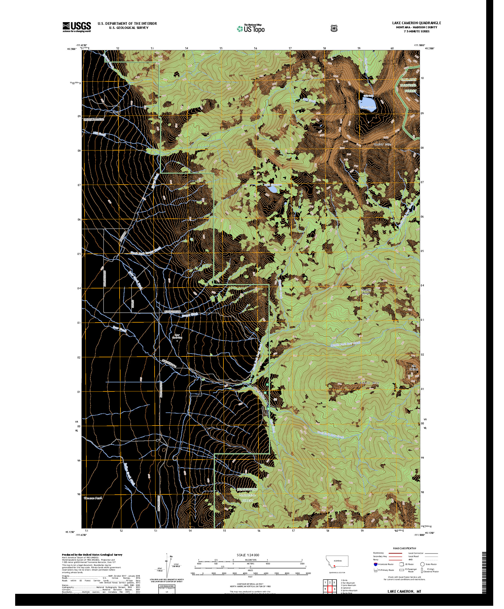 US TOPO 7.5-MINUTE MAP FOR LAKE CAMERON, MT