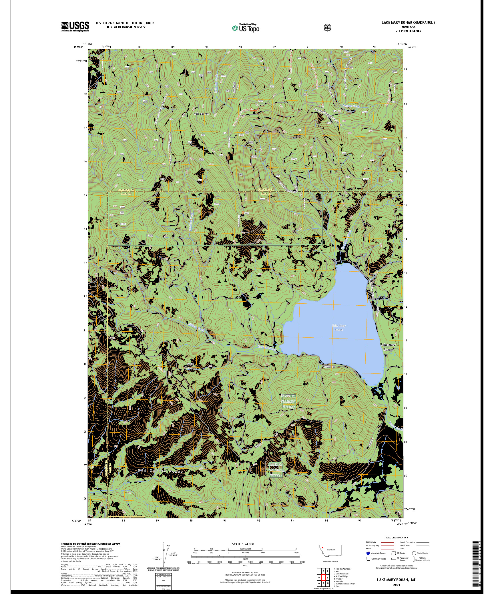 US TOPO 7.5-MINUTE MAP FOR LAKE MARY RONAN, MT