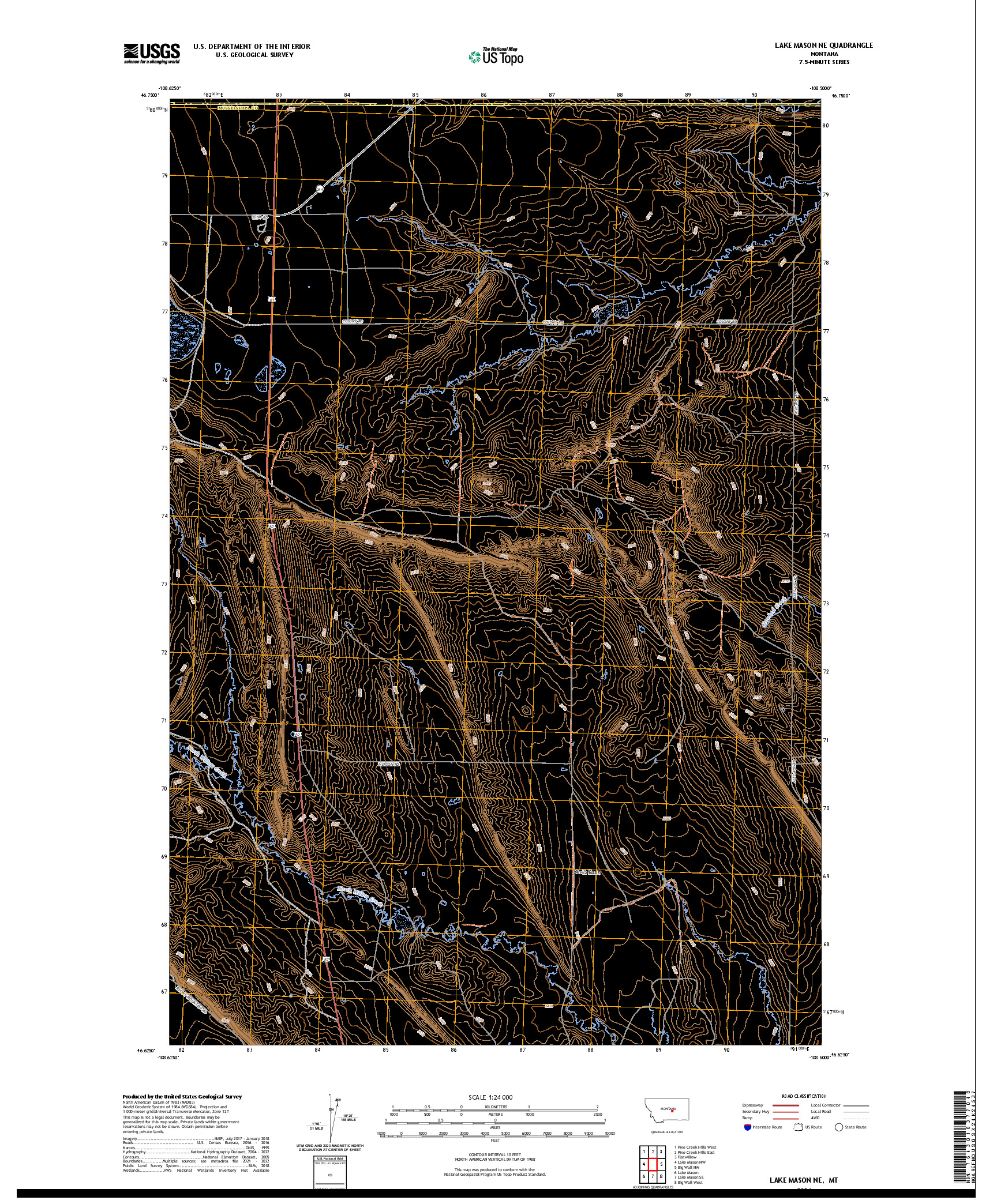 US TOPO 7.5-MINUTE MAP FOR LAKE MASON NE, MT
