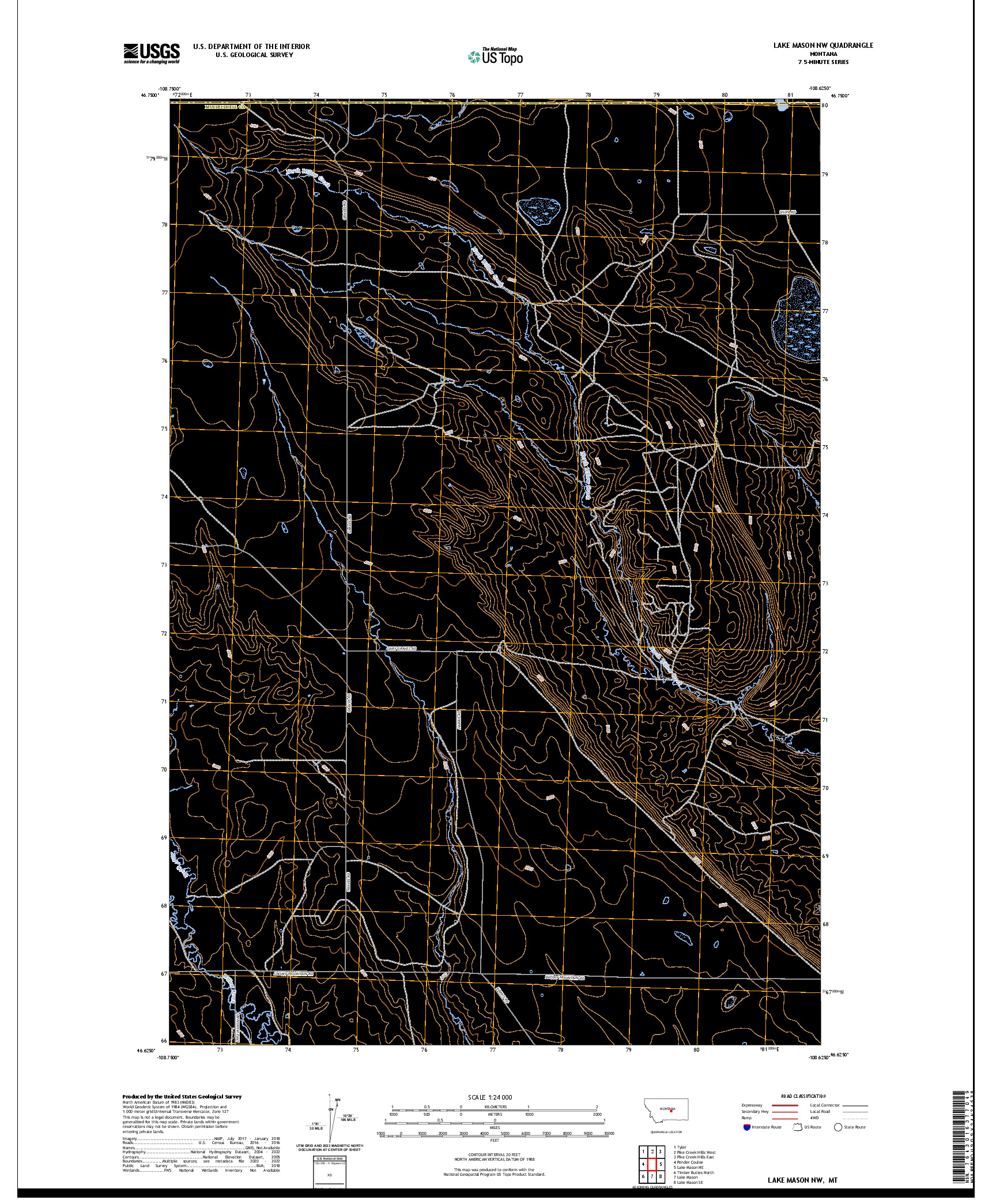US TOPO 7.5-MINUTE MAP FOR LAKE MASON NW, MT