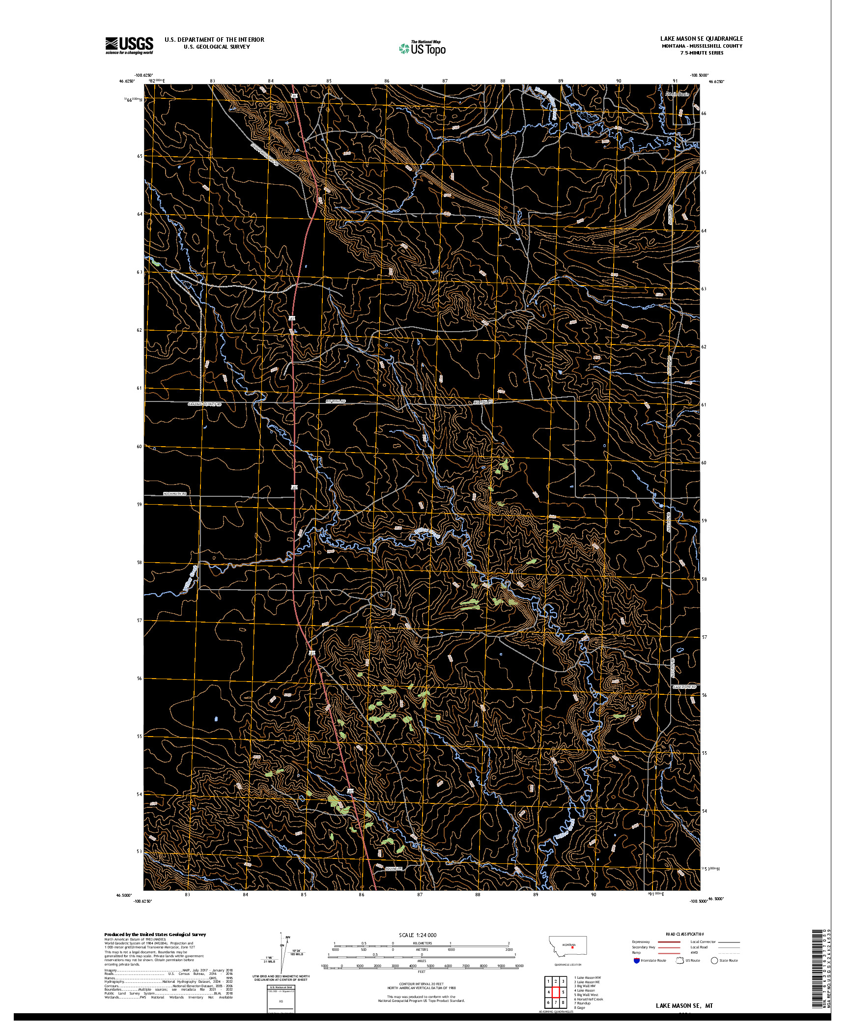 US TOPO 7.5-MINUTE MAP FOR LAKE MASON SE, MT