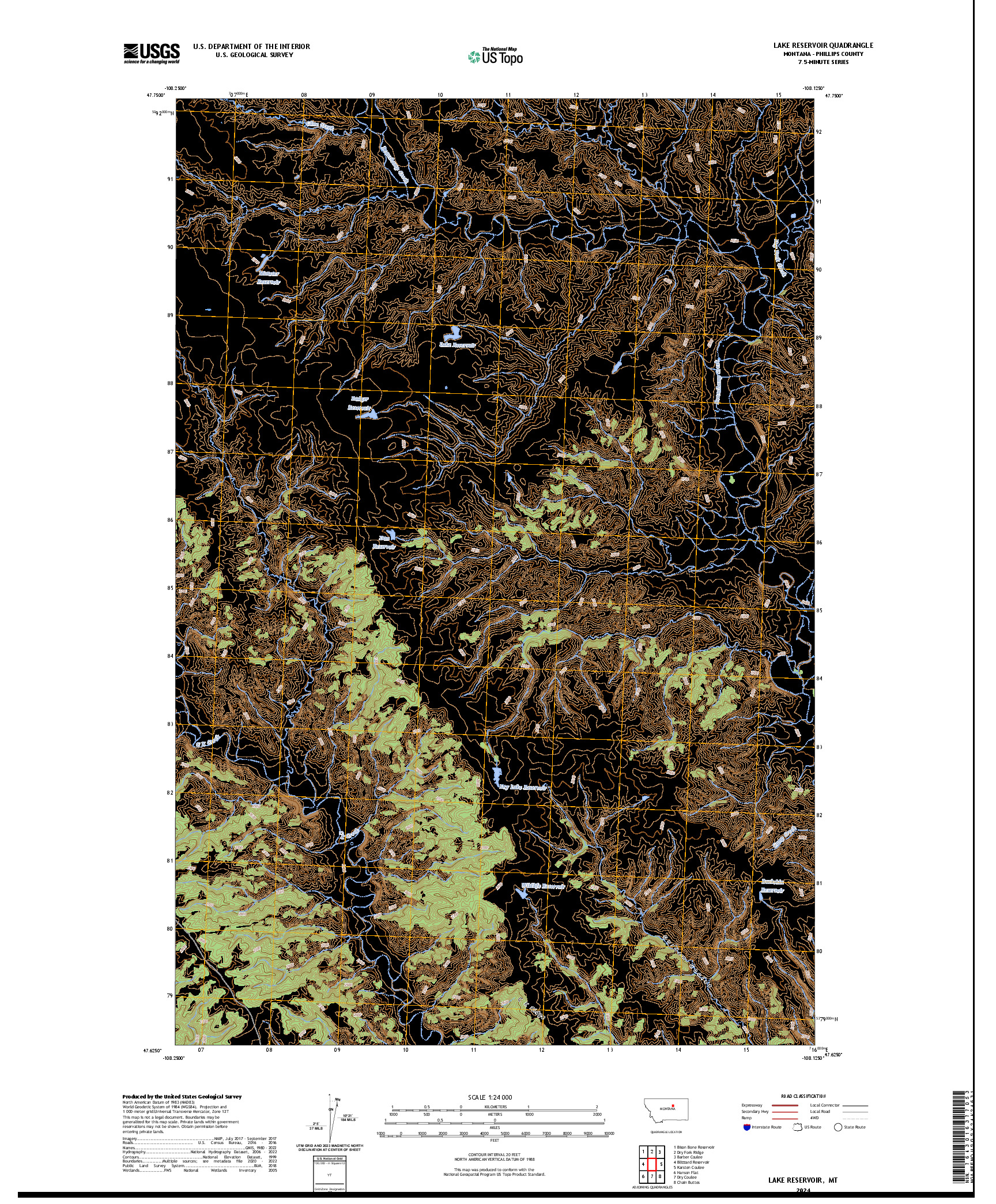 US TOPO 7.5-MINUTE MAP FOR LAKE RESERVOIR, MT