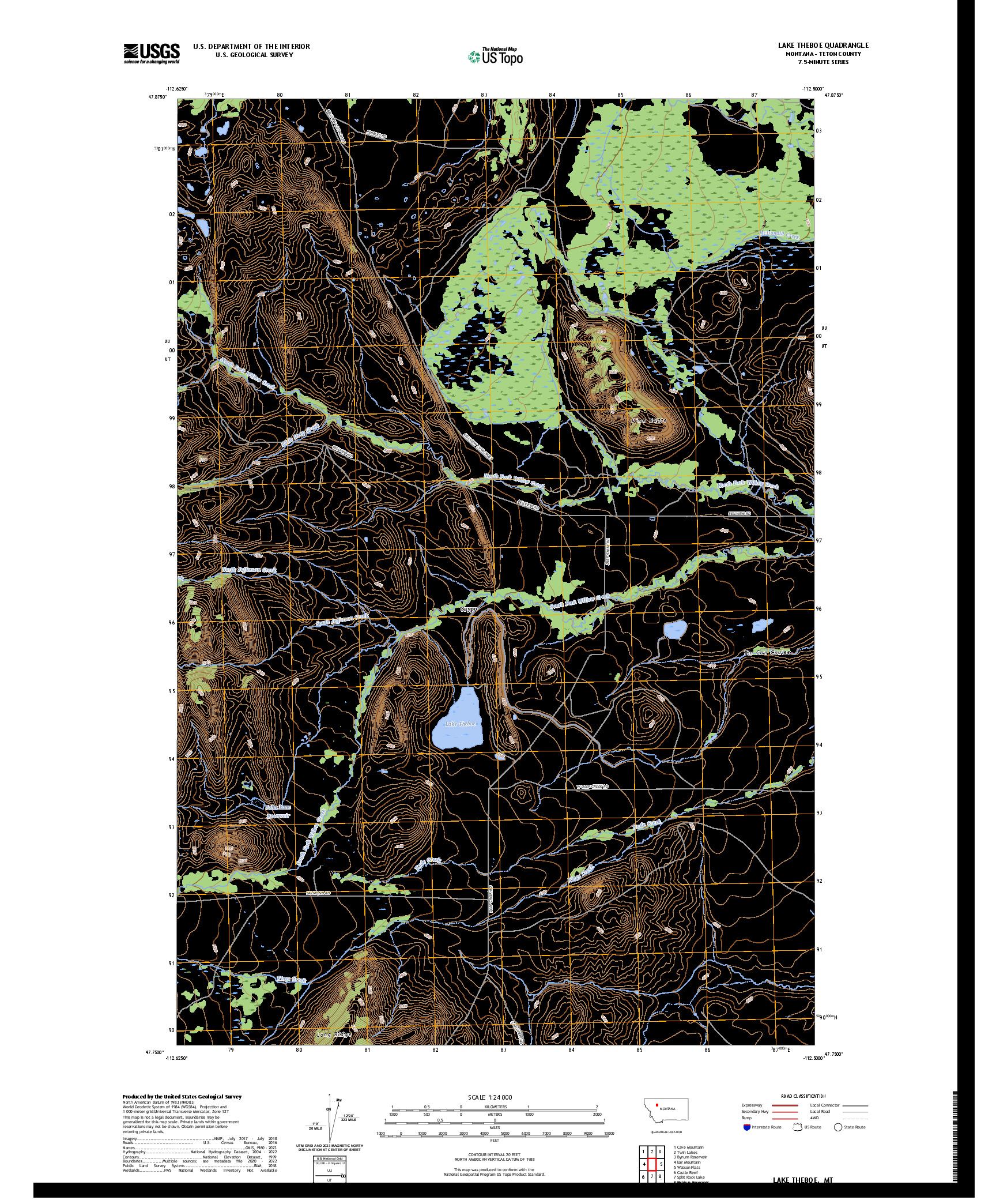 US TOPO 7.5-MINUTE MAP FOR LAKE THEBOE, MT