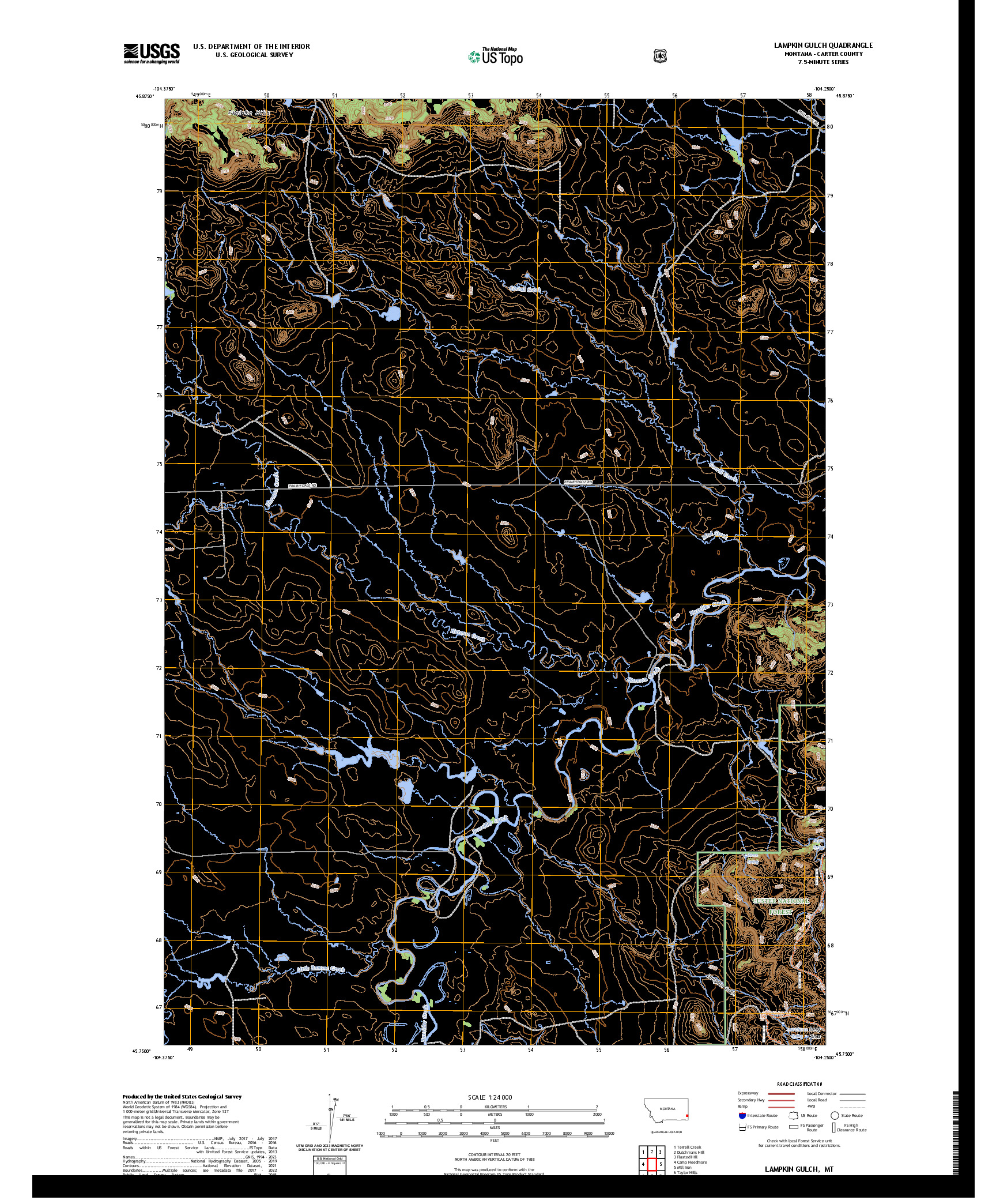 US TOPO 7.5-MINUTE MAP FOR LAMPKIN GULCH, MT