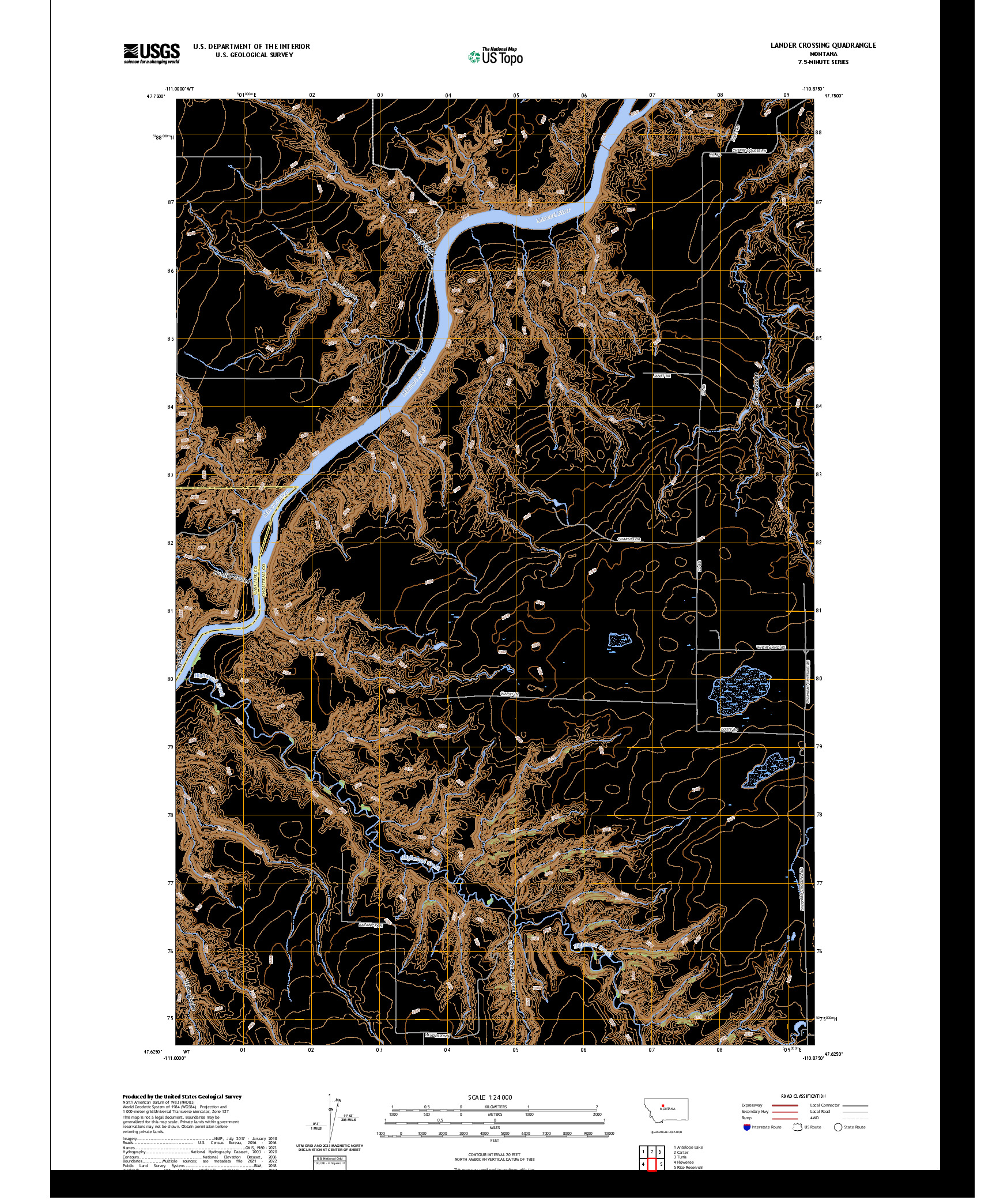 US TOPO 7.5-MINUTE MAP FOR LANDER CROSSING, MT