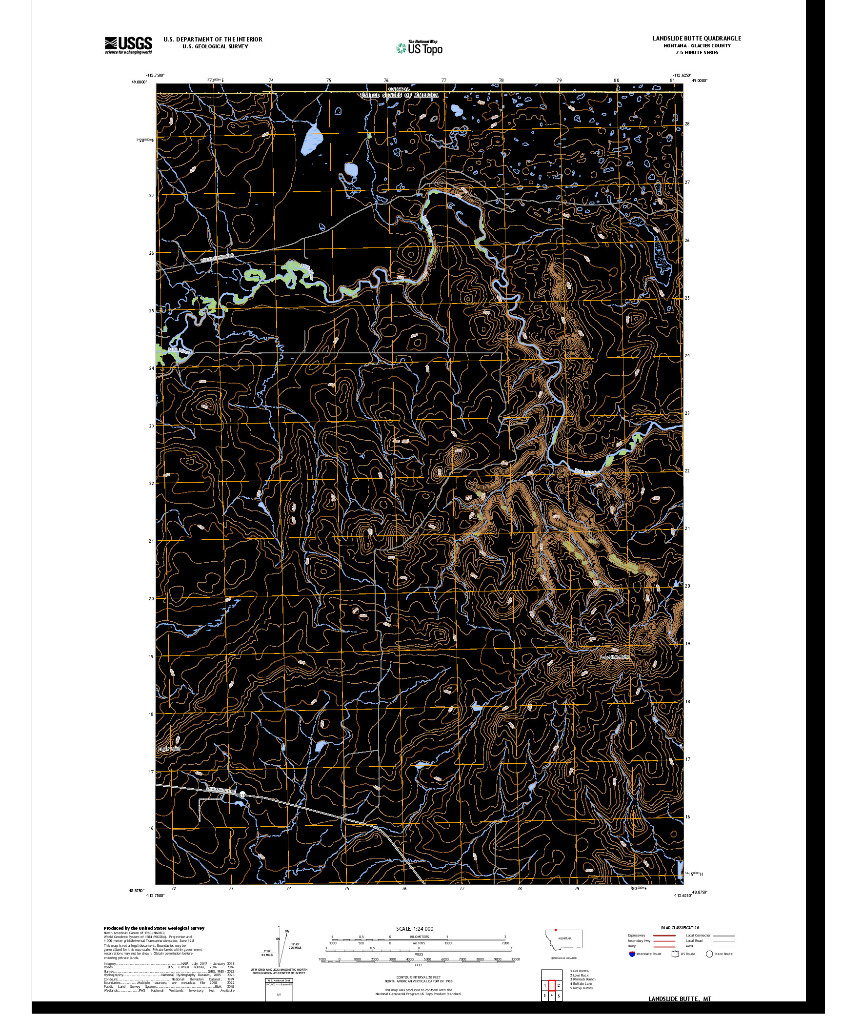US TOPO 7.5-MINUTE MAP FOR LANDSLIDE BUTTE, MT