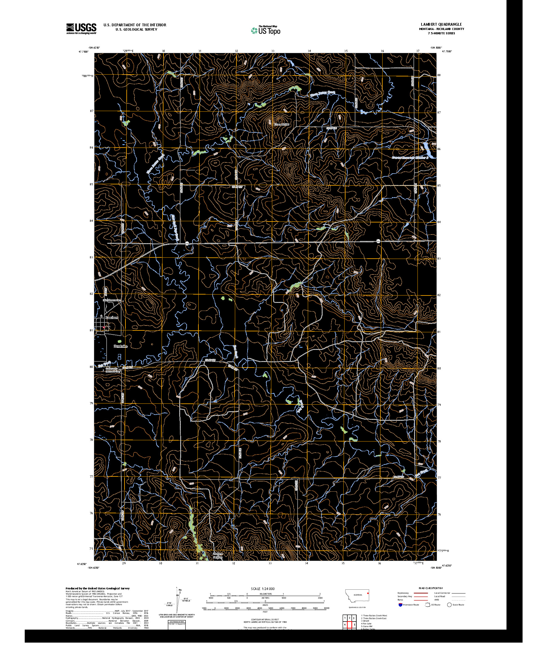 US TOPO 7.5-MINUTE MAP FOR LAMBERT, MT