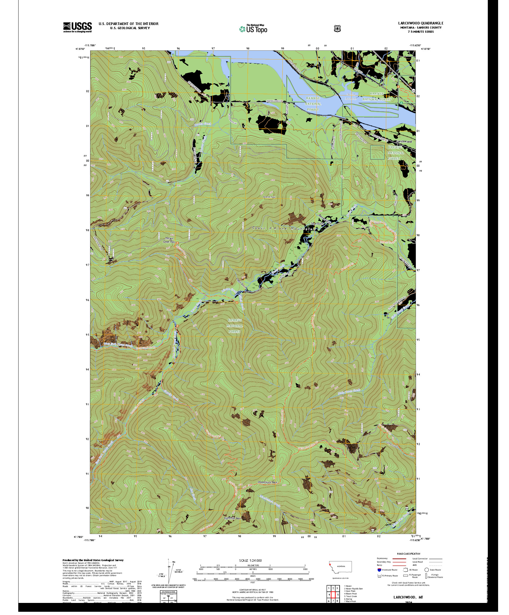 US TOPO 7.5-MINUTE MAP FOR LARCHWOOD, MT