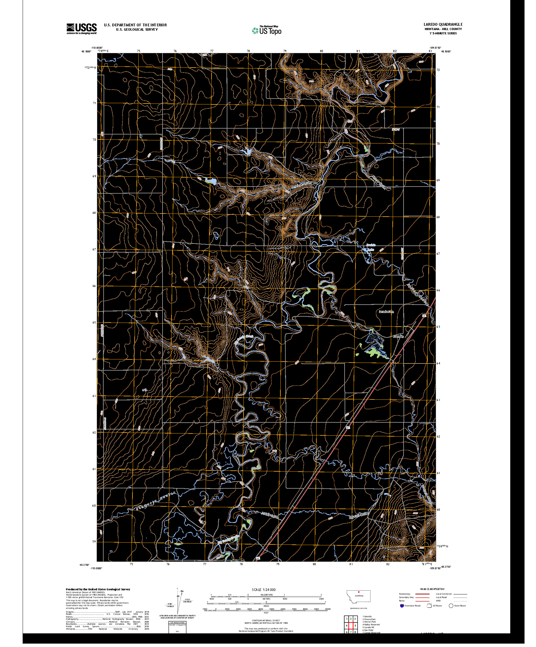 US TOPO 7.5-MINUTE MAP FOR LAREDO, MT